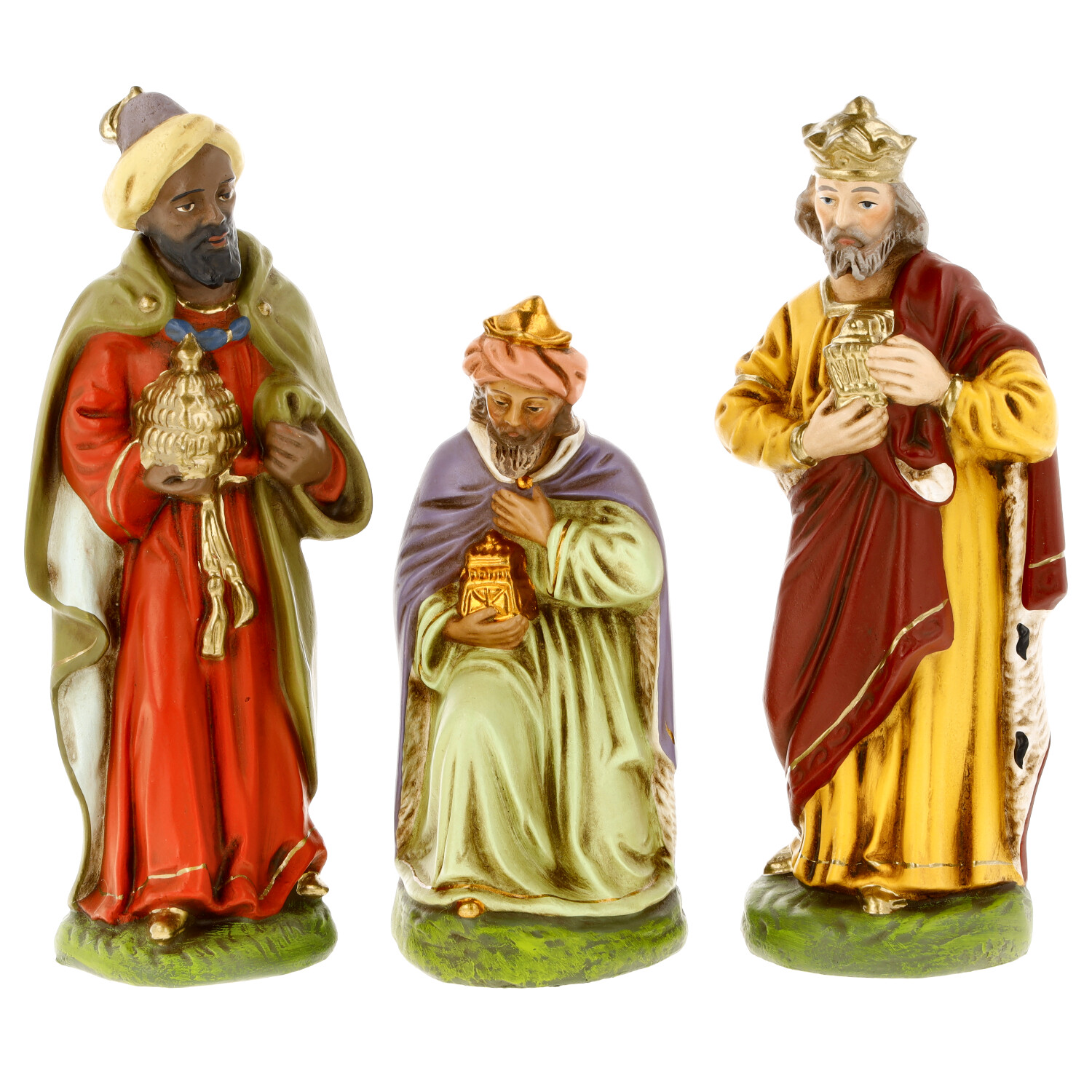 Heilige Drei Könige Krippenfiguren mit Gaben, 3-teilig