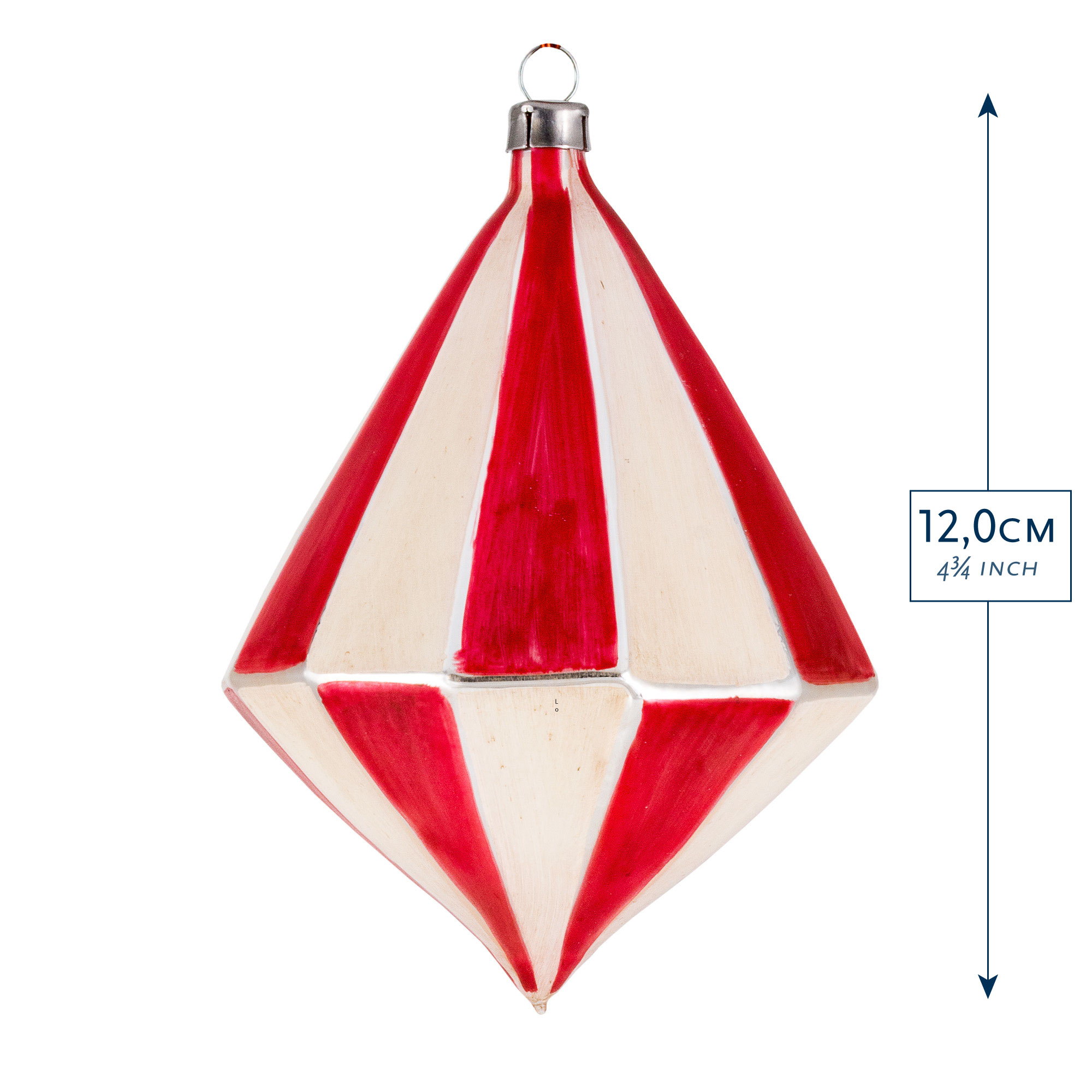 Rot-weißer Diamant-Anhänger für den Baum, 12 cm
