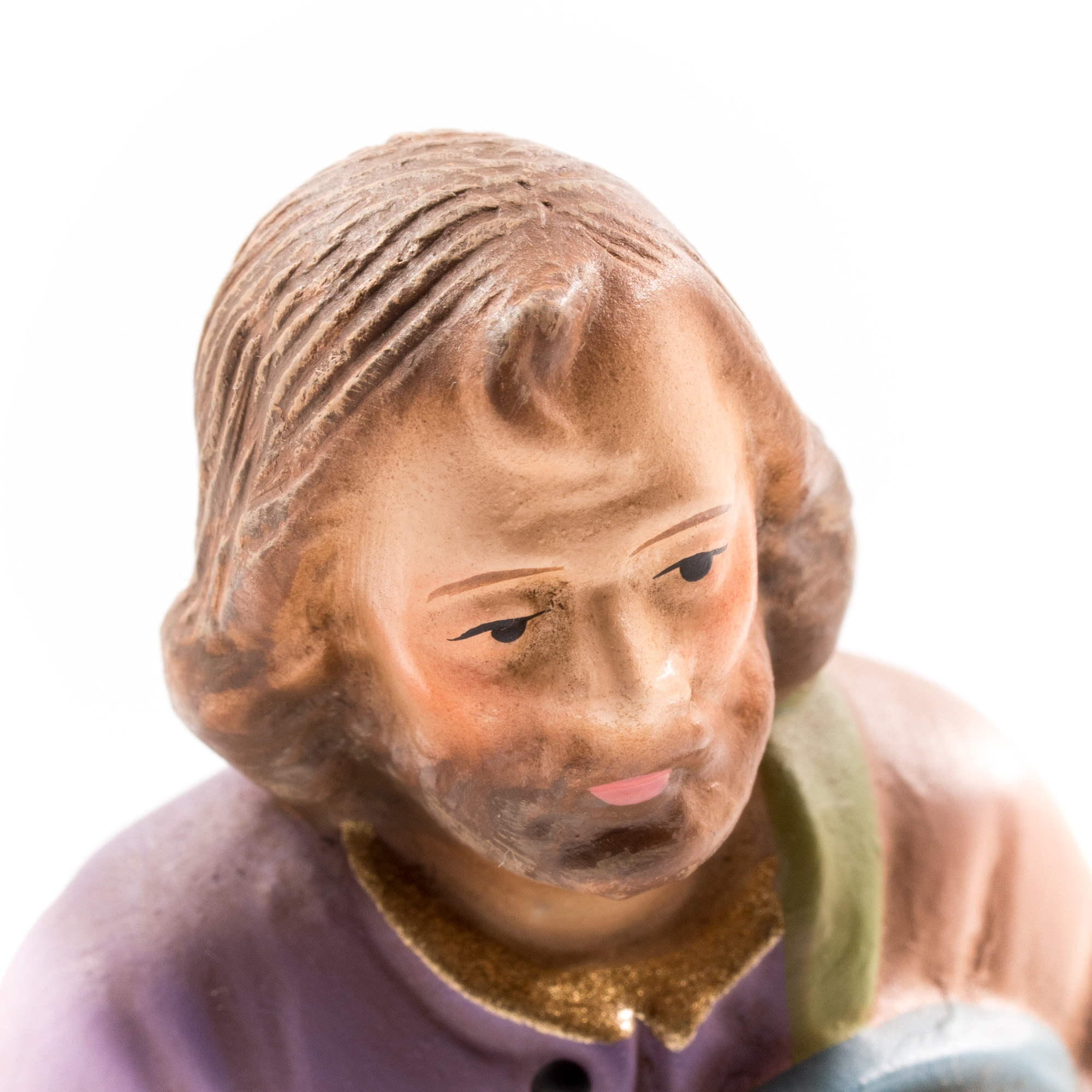Keramik-Krippenfigur handbemalt, Detailansicht Kopf