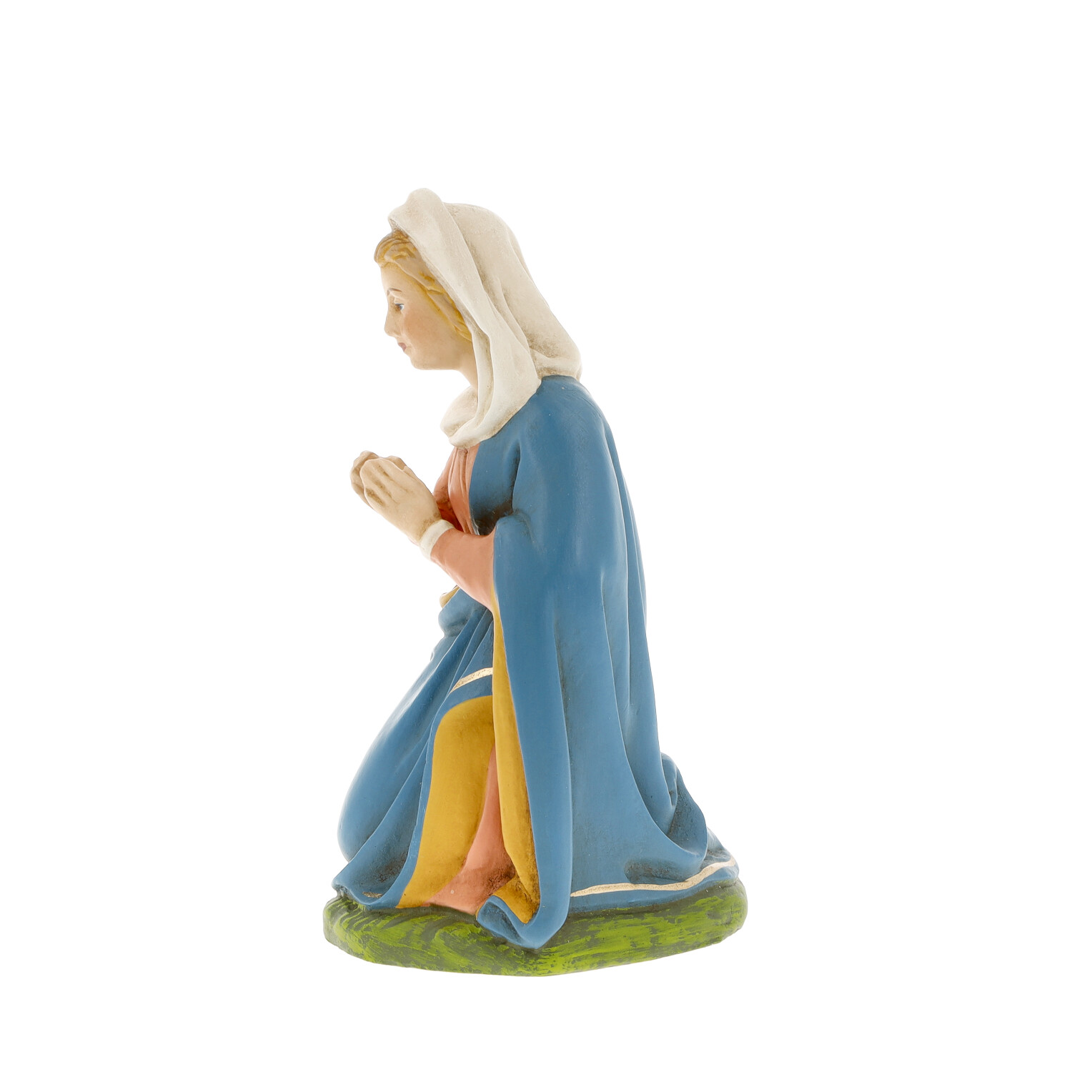 Krippenfigur Maria kniend und betend, blaues Gewand