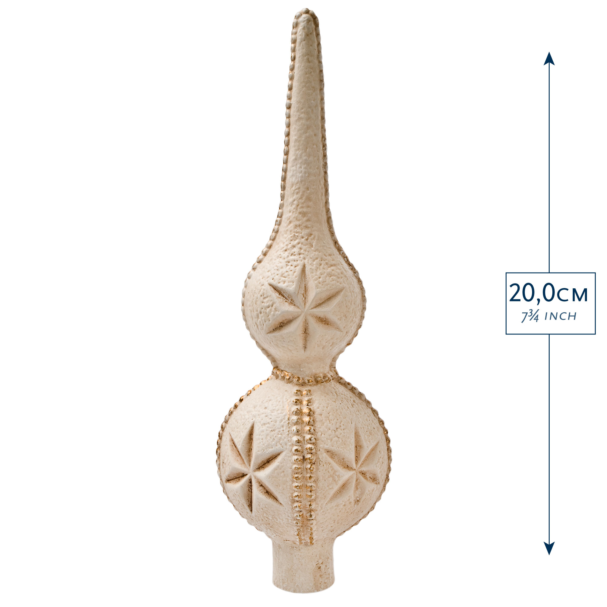 Weihnachtsbaumspitze beige, 20 cm, Sternmuster
