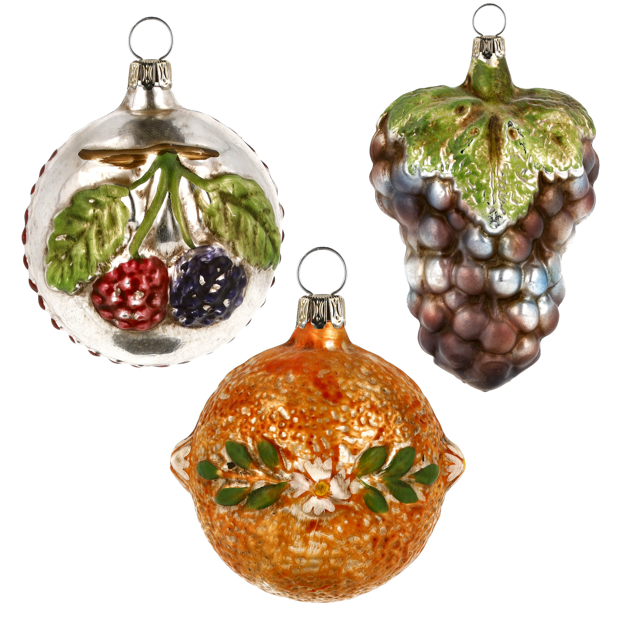 Nostalgisches Glasornament - 3er Set Früchtekorb
