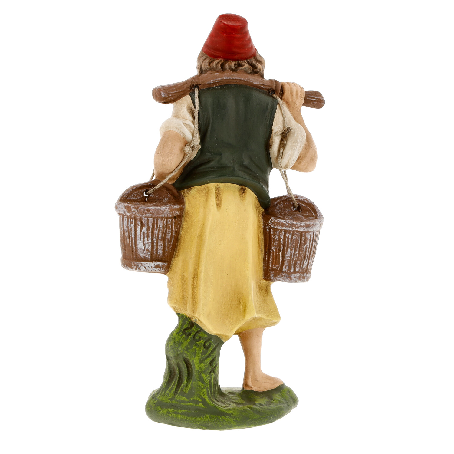 Handbemalte Krippenfigur Wasserträger mit zwei Eimern