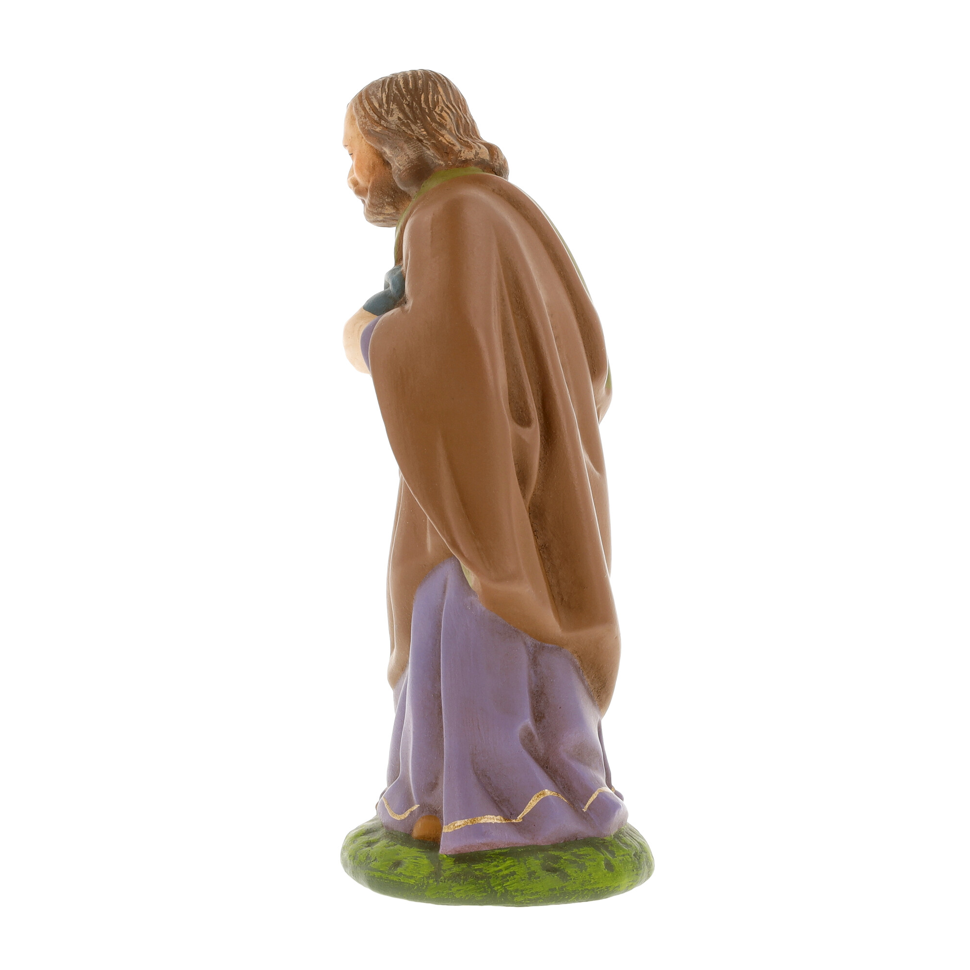 Krippenfigur Hirte, seitliche Ansicht, handbemalt