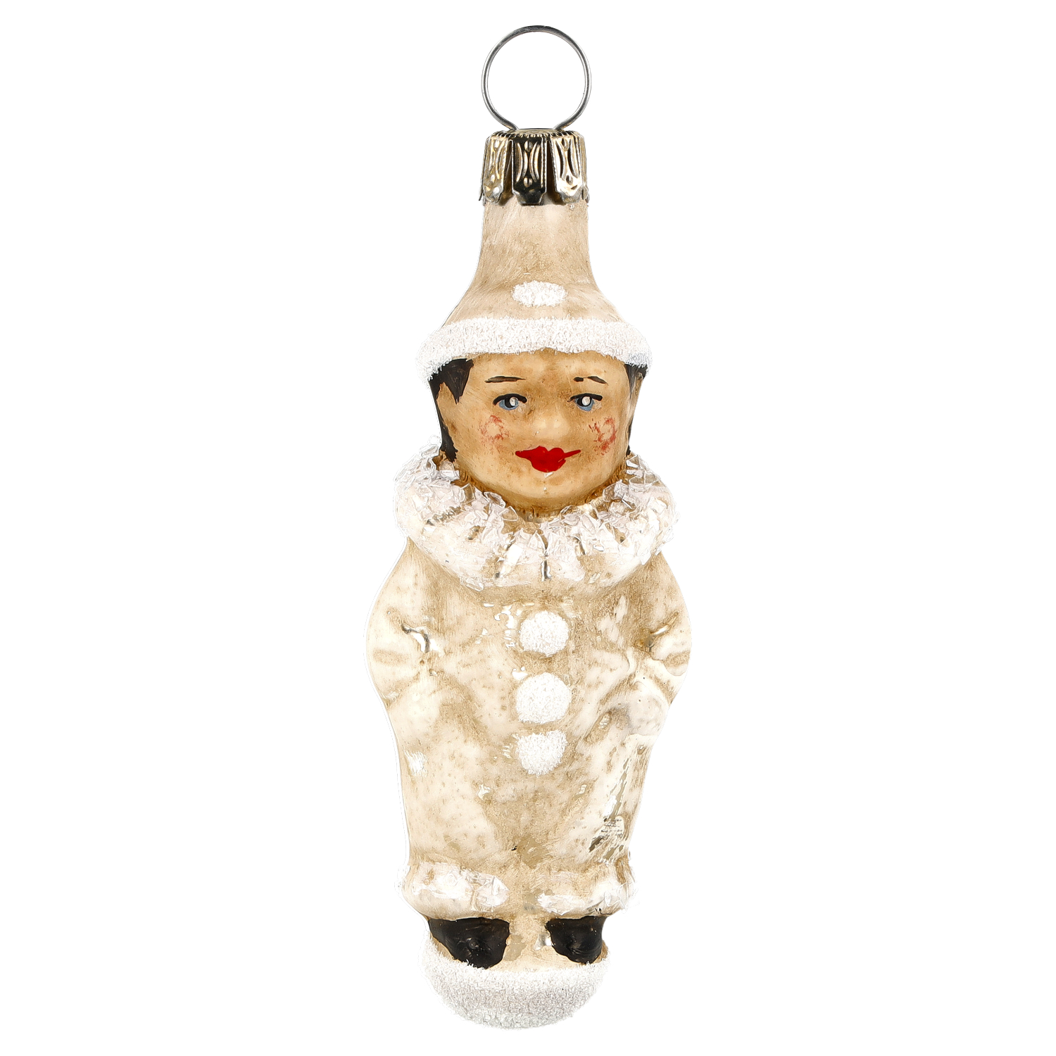 Antiker Glasanhänger Pierrot-Clown für den Weihnachtsbaum