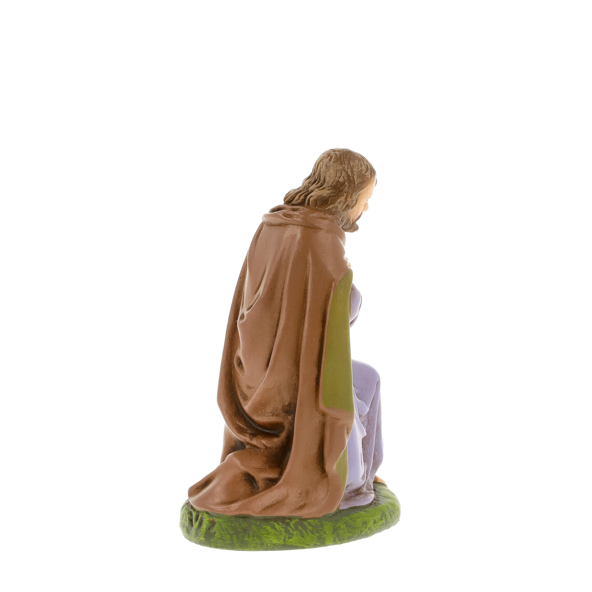 Kniende Weihnachtskrippenfigur mit braunem Mantel