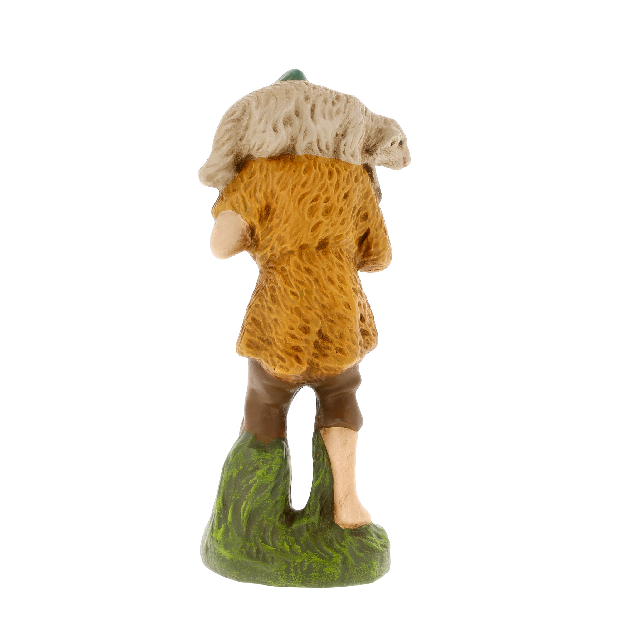 Krippenfigur Hirte trägt Schaf, Rückansicht