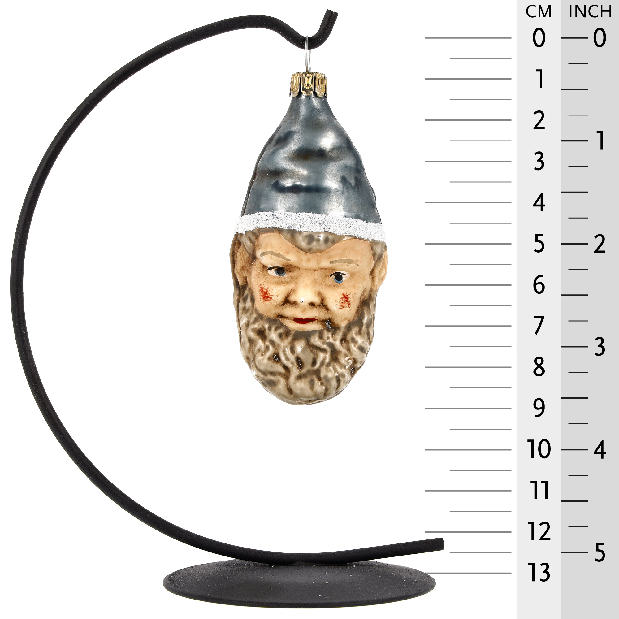 Vintage Glasornament Nikolaus-Kopf, Christbaumschmuck