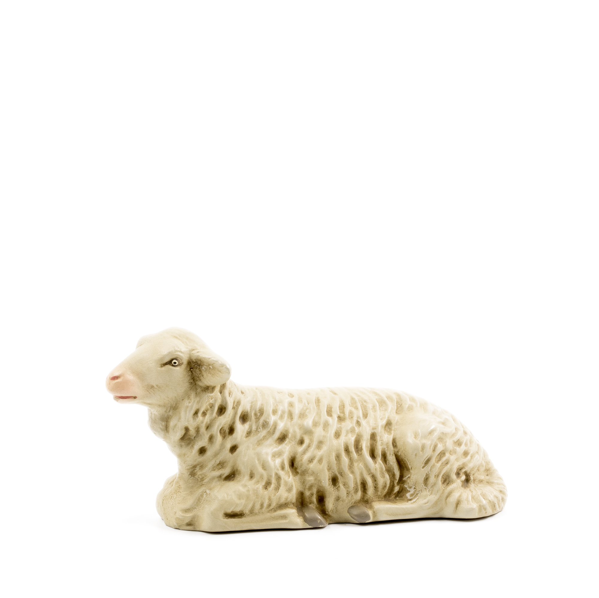 Liegendes Schaf als Dekofigur, cremefarben