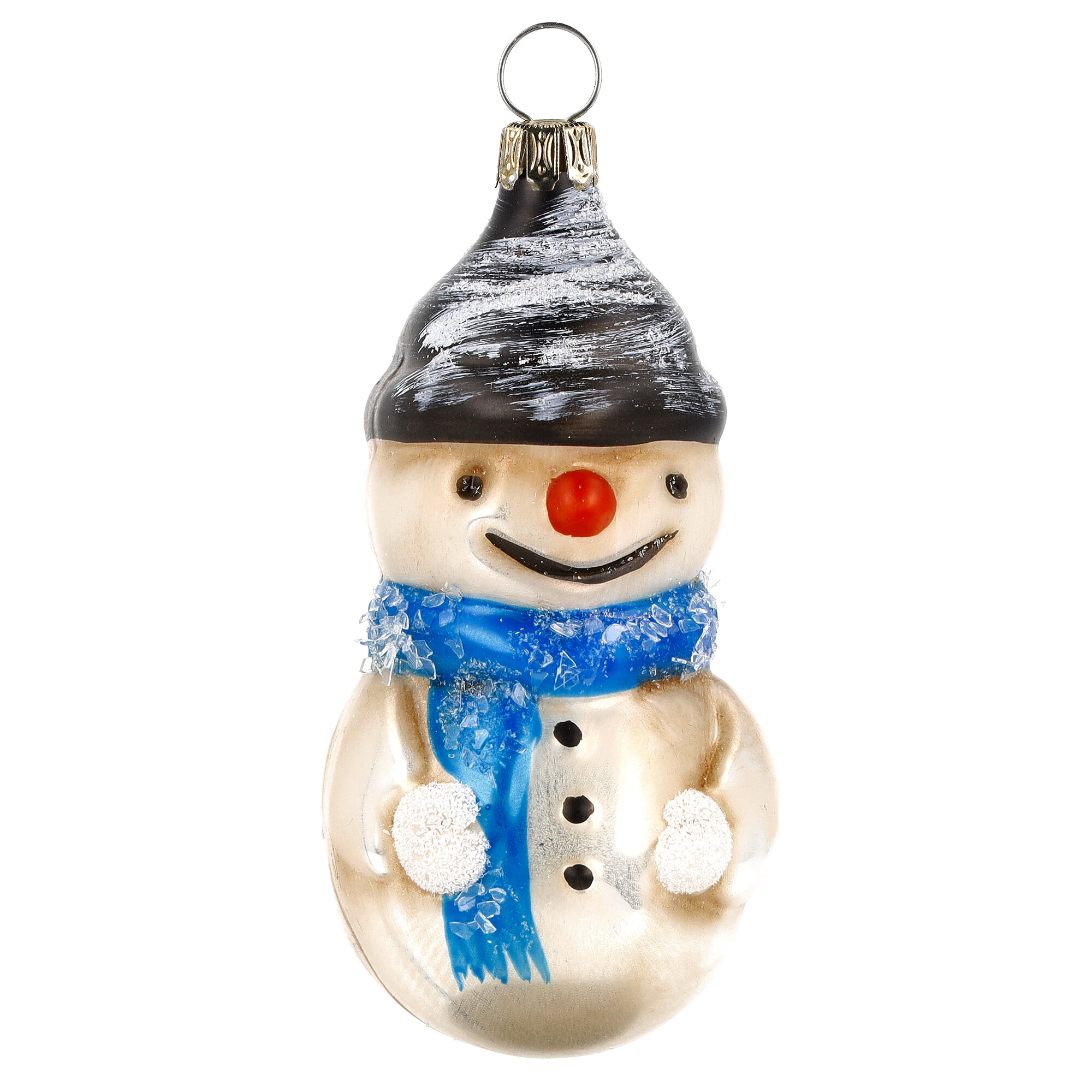 Glasornament 'Schneemann mit Schal', patiniert