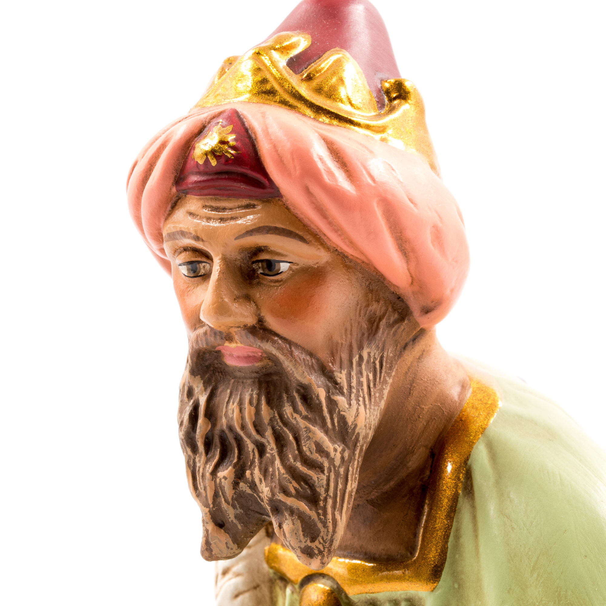 Orientalische Krippenfigur König mit Turban, handbemalt