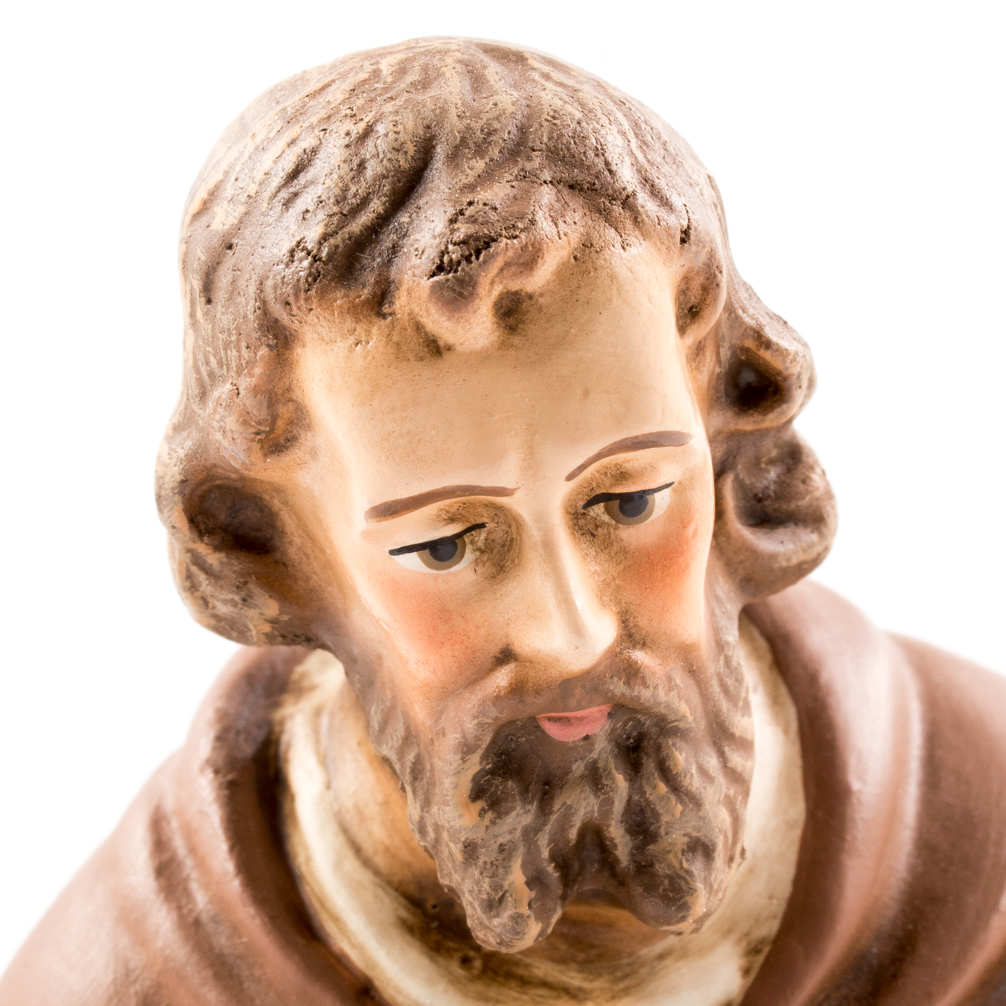 Krippenfigur Heiliger, handbemalt, Nahaufnahme