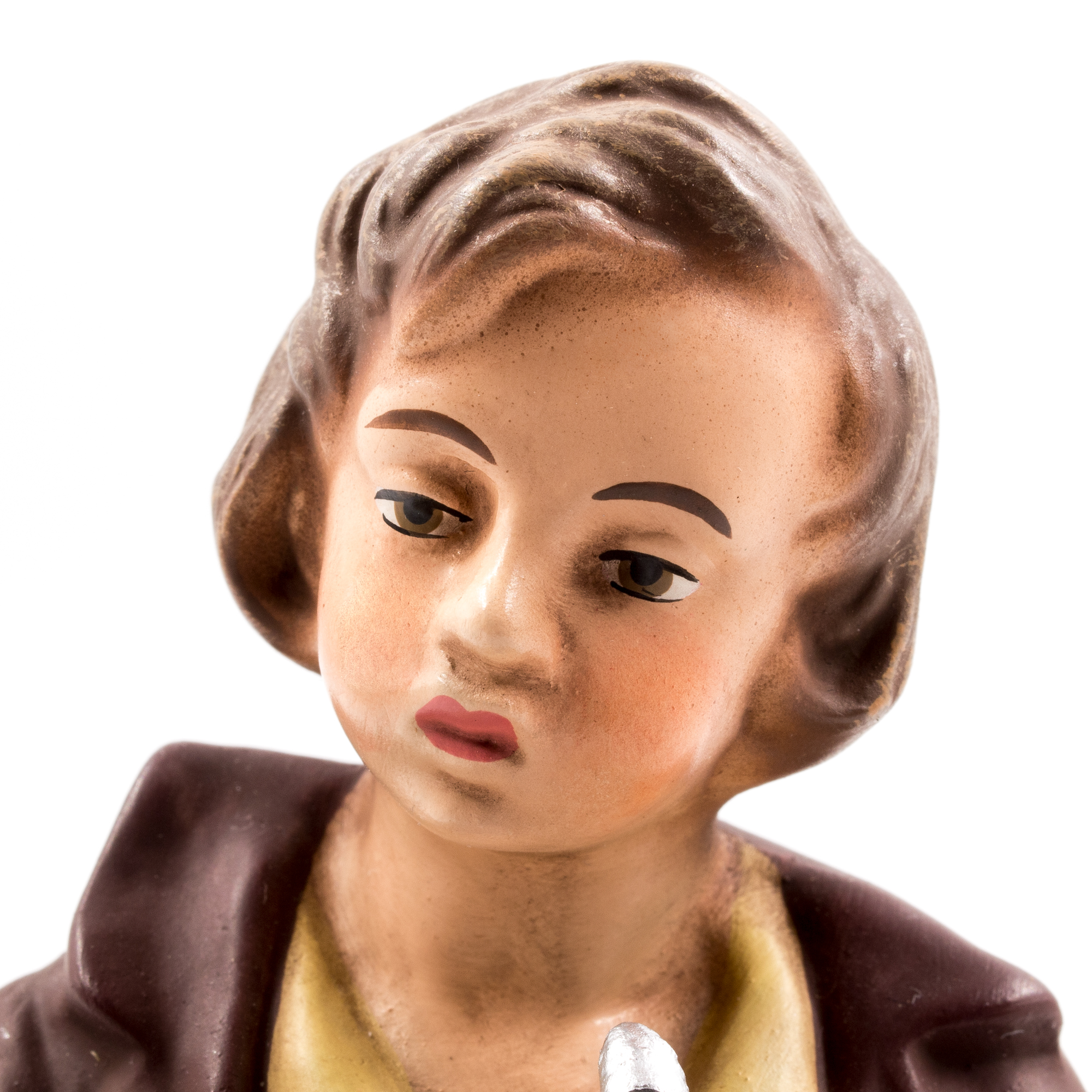 Detail: Vintage Keramikfigur Kind in Braun-Beige