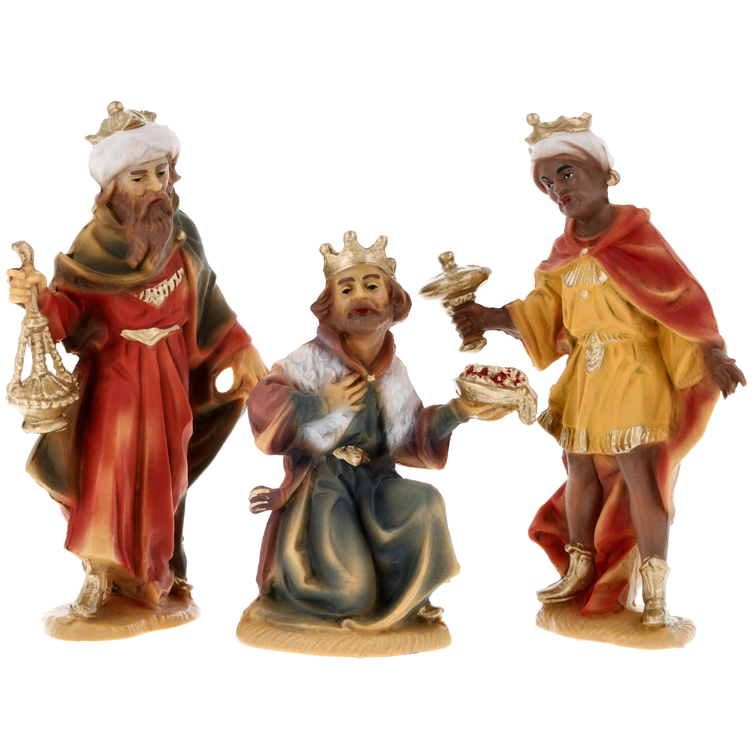 Krippenfiguren-Set: Drei Könige mit Geschenken, 3-teilig