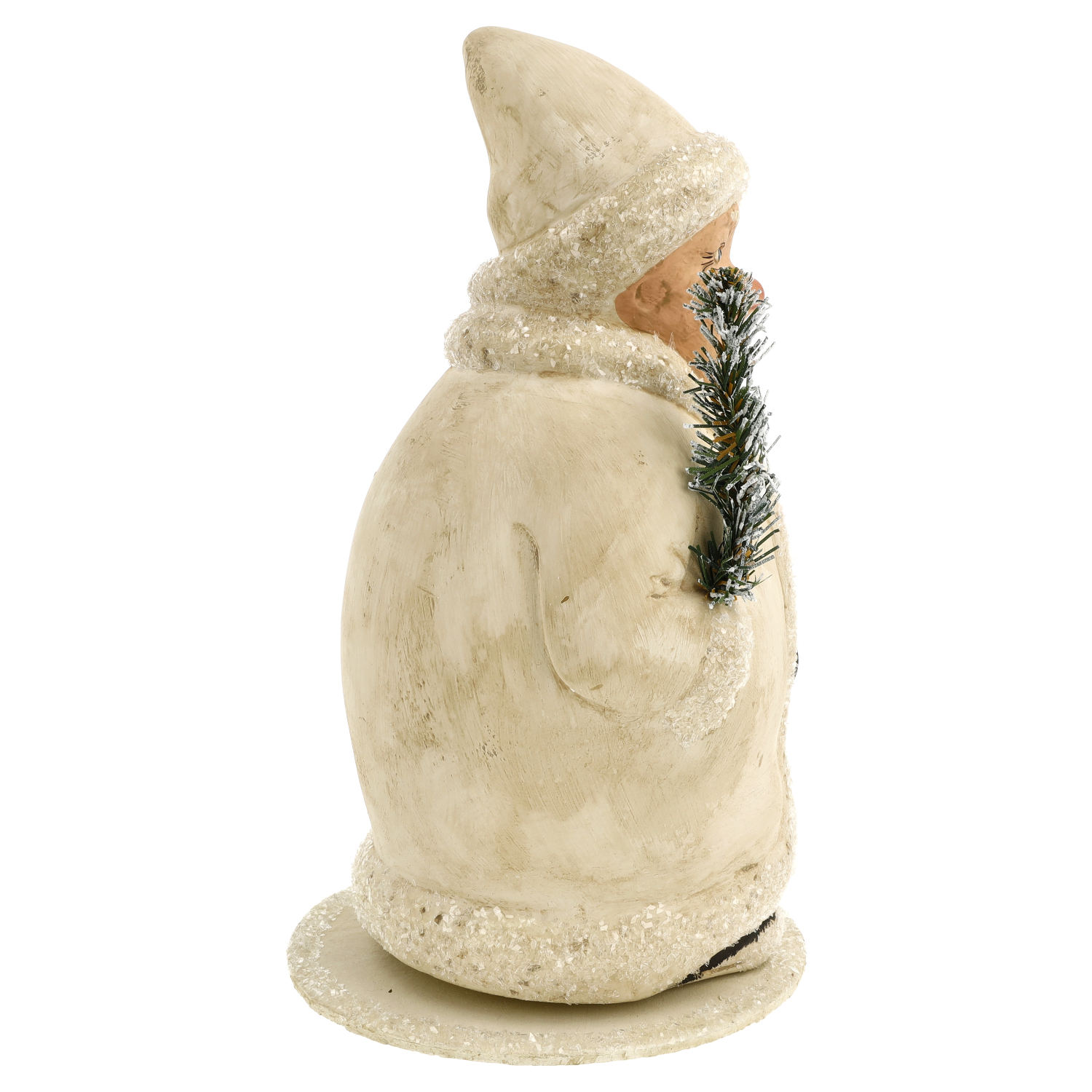 Dekofigur Winterkind cremefarben mit Tannenzweig