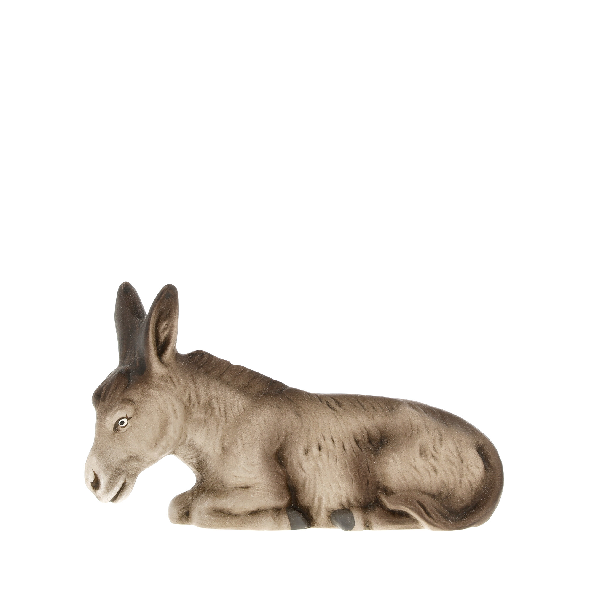 Liegende Eselfigur in Braun, ideal für Weihnachtskrippe