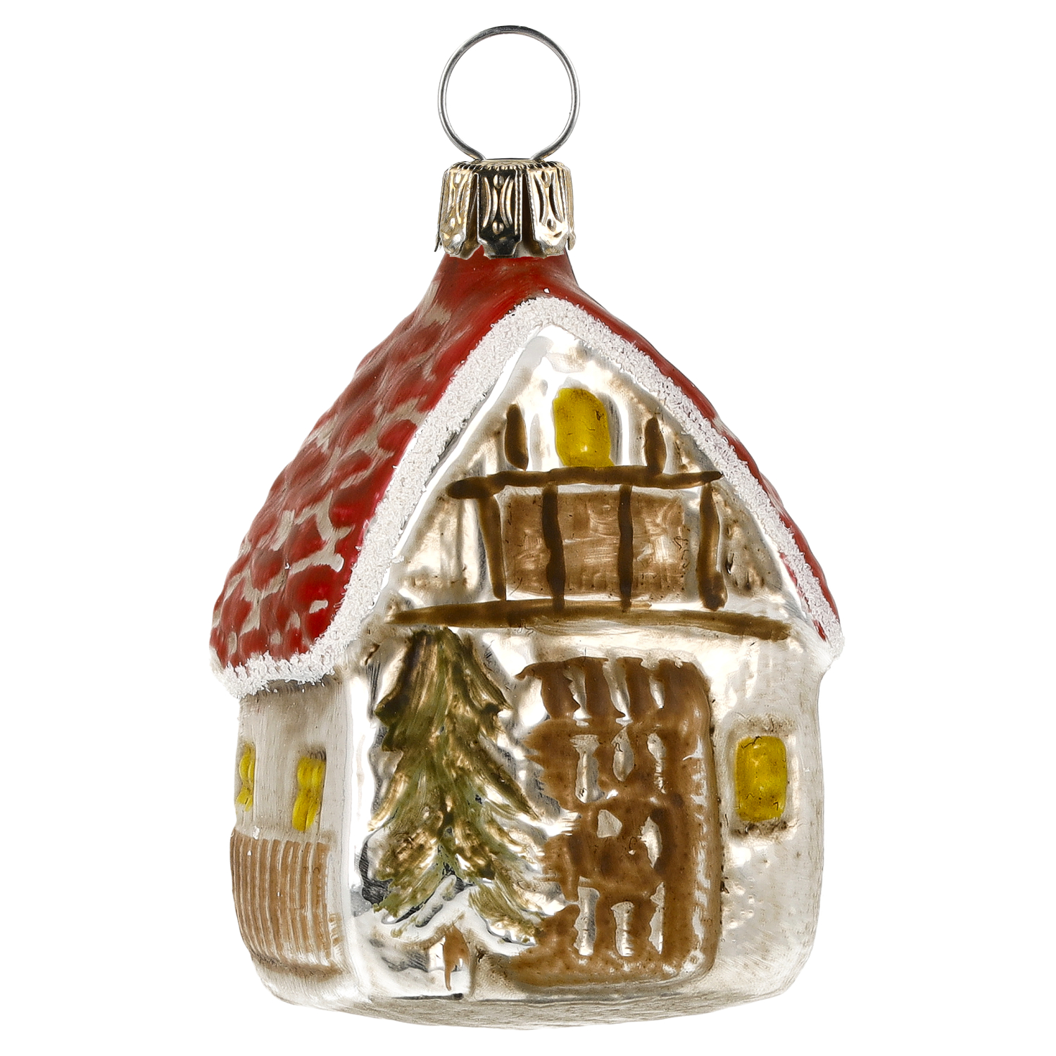 Marolin Glas-Waldhaus mit Glimmer, patiniert