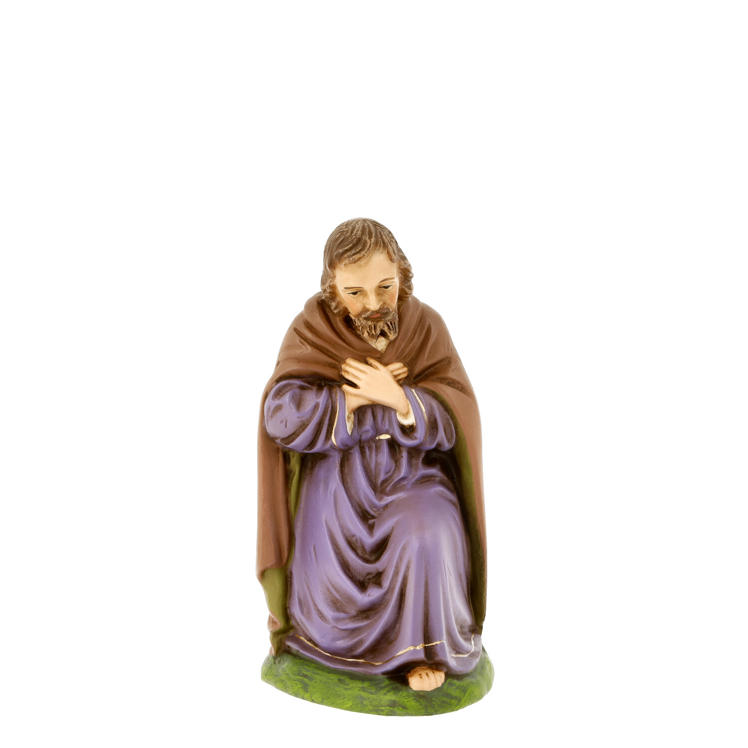 Josef Krippenfigur kniend, handbemalt, violett