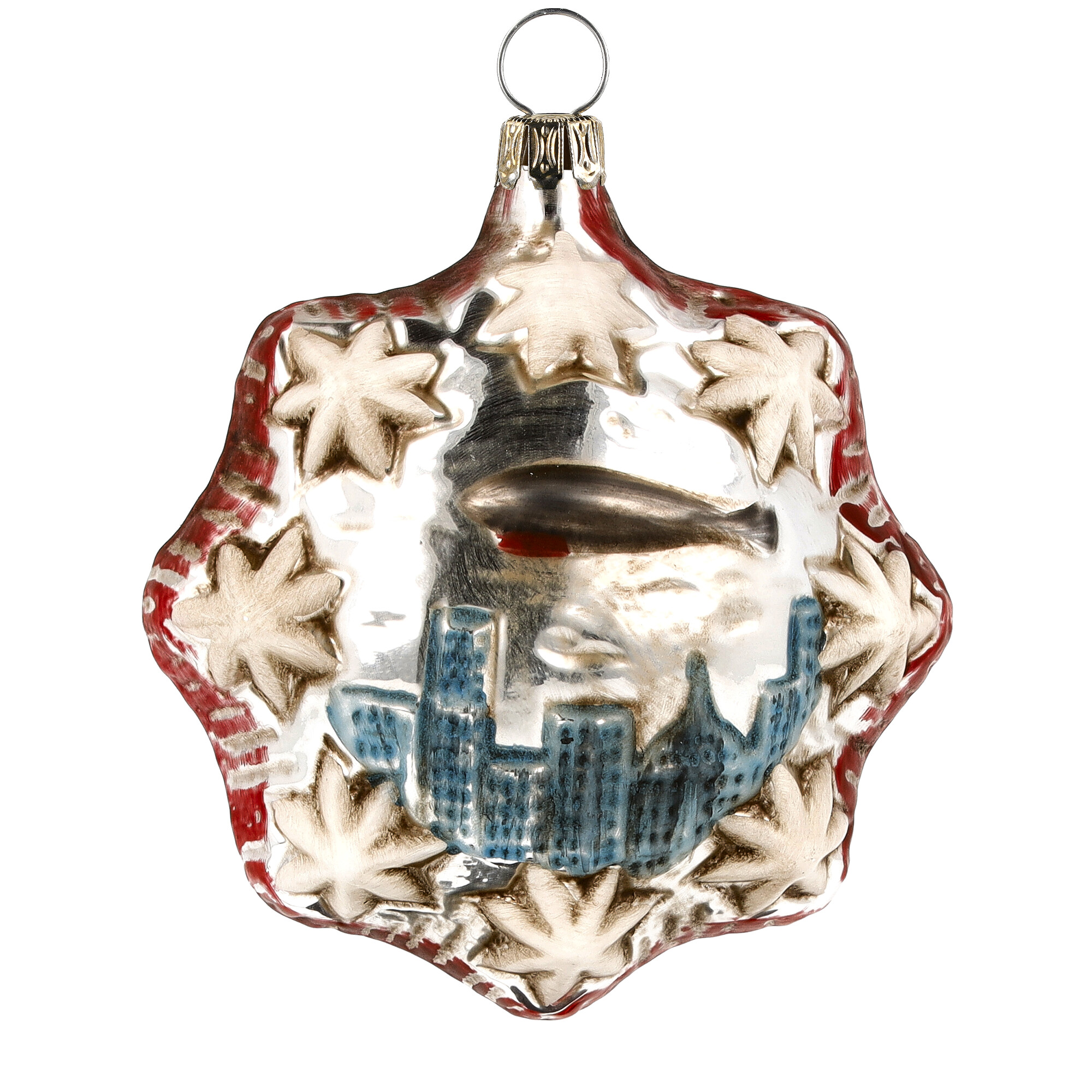 Nostalgisches Glasornament - Zeppelin Luftschiff über New York