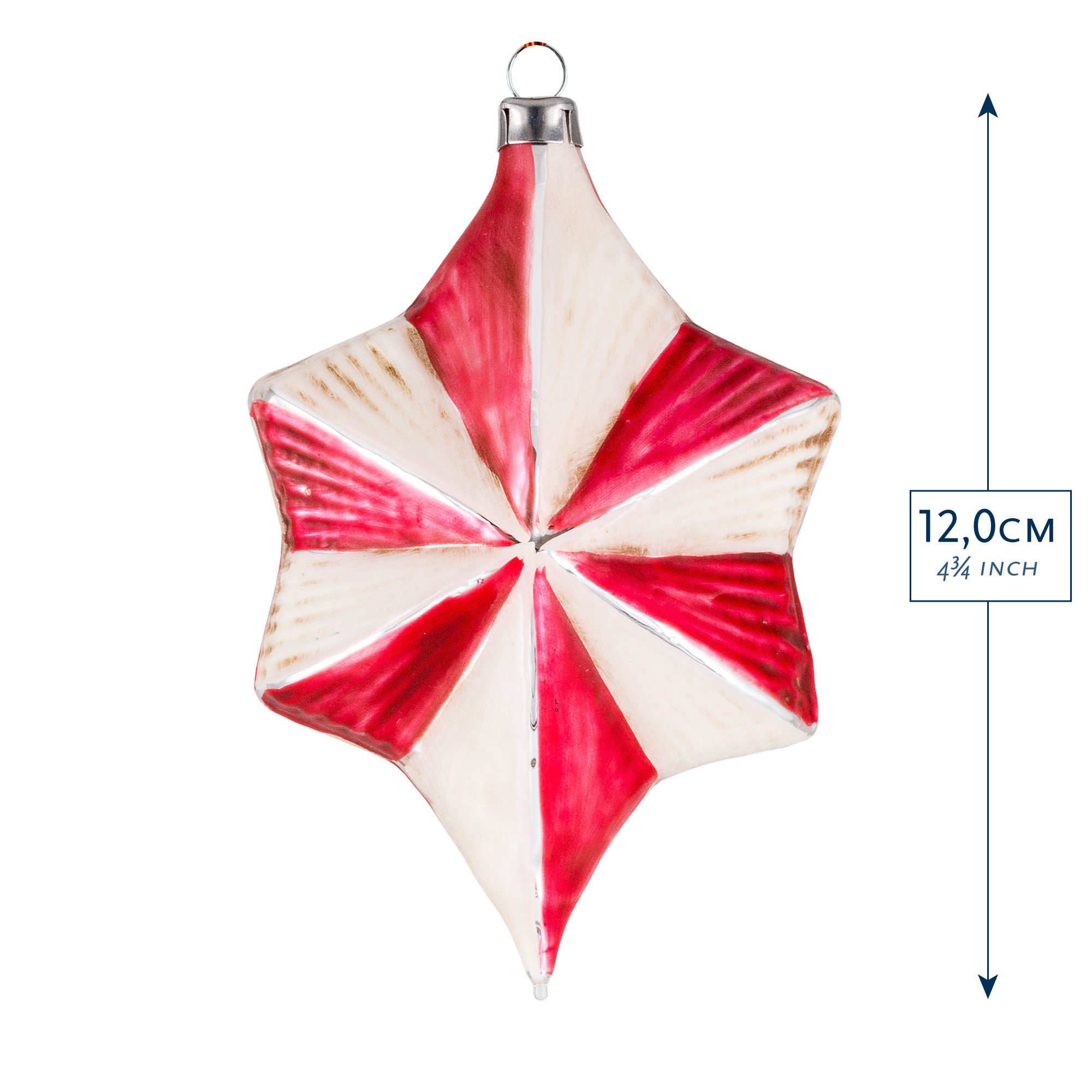 Glas-Christbaumschmuck Stern 12 cm rot-weiß
