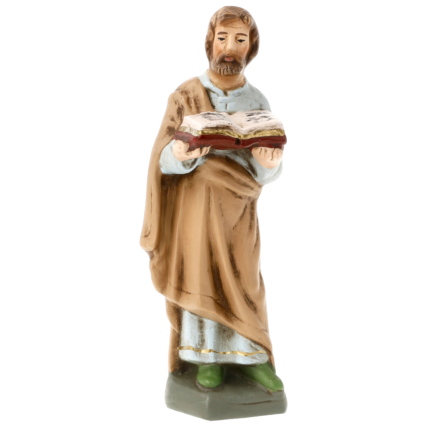 Handbemalte Krippenfigur, lesender Mann mit Buch
