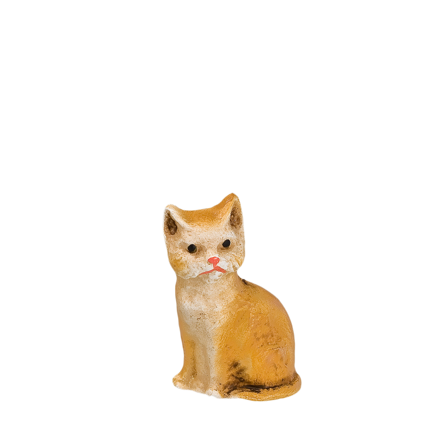 Sitzende orange Katzenfigur als Deko