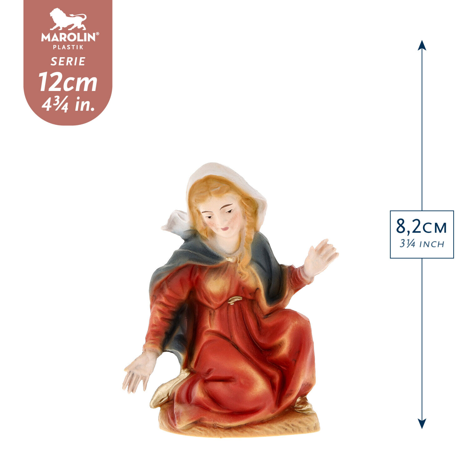 Knieende Maria Krippenfigur, Serie 12 cm, MAROLIN Plastik