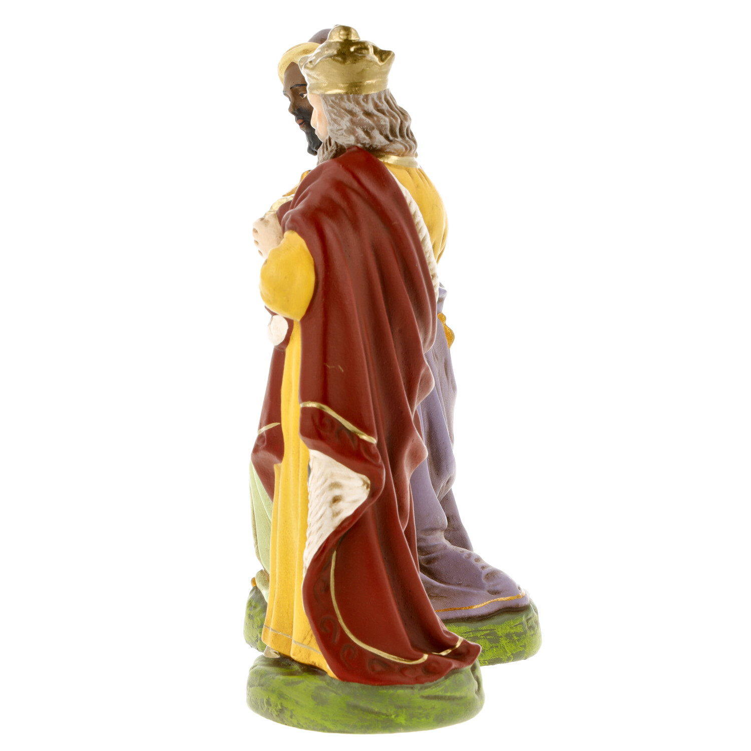 Zwei Heilige Könige als Krippenfigur, seitliche Ansicht