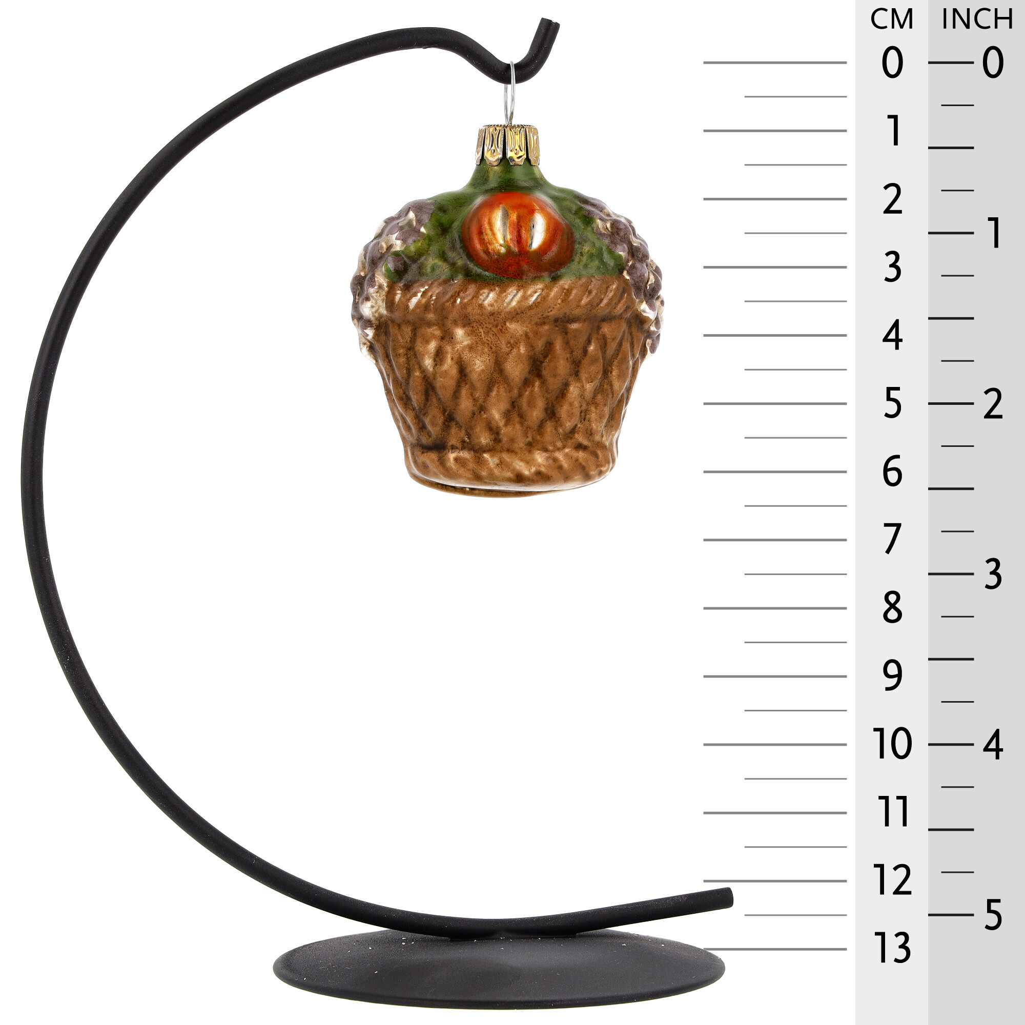 Weihnachtsanhänger Muffin aus Glas, braun-grün
