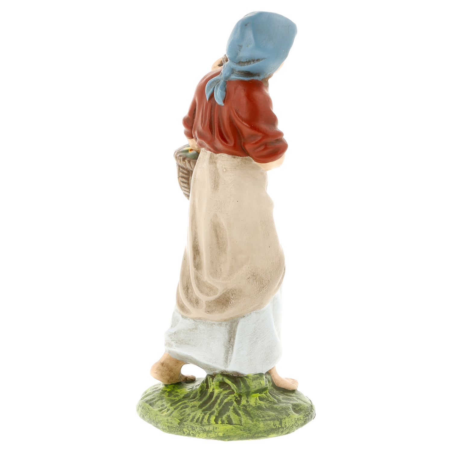 Handbemalte Bäuerin-Figur mit Kopftuch und Korb