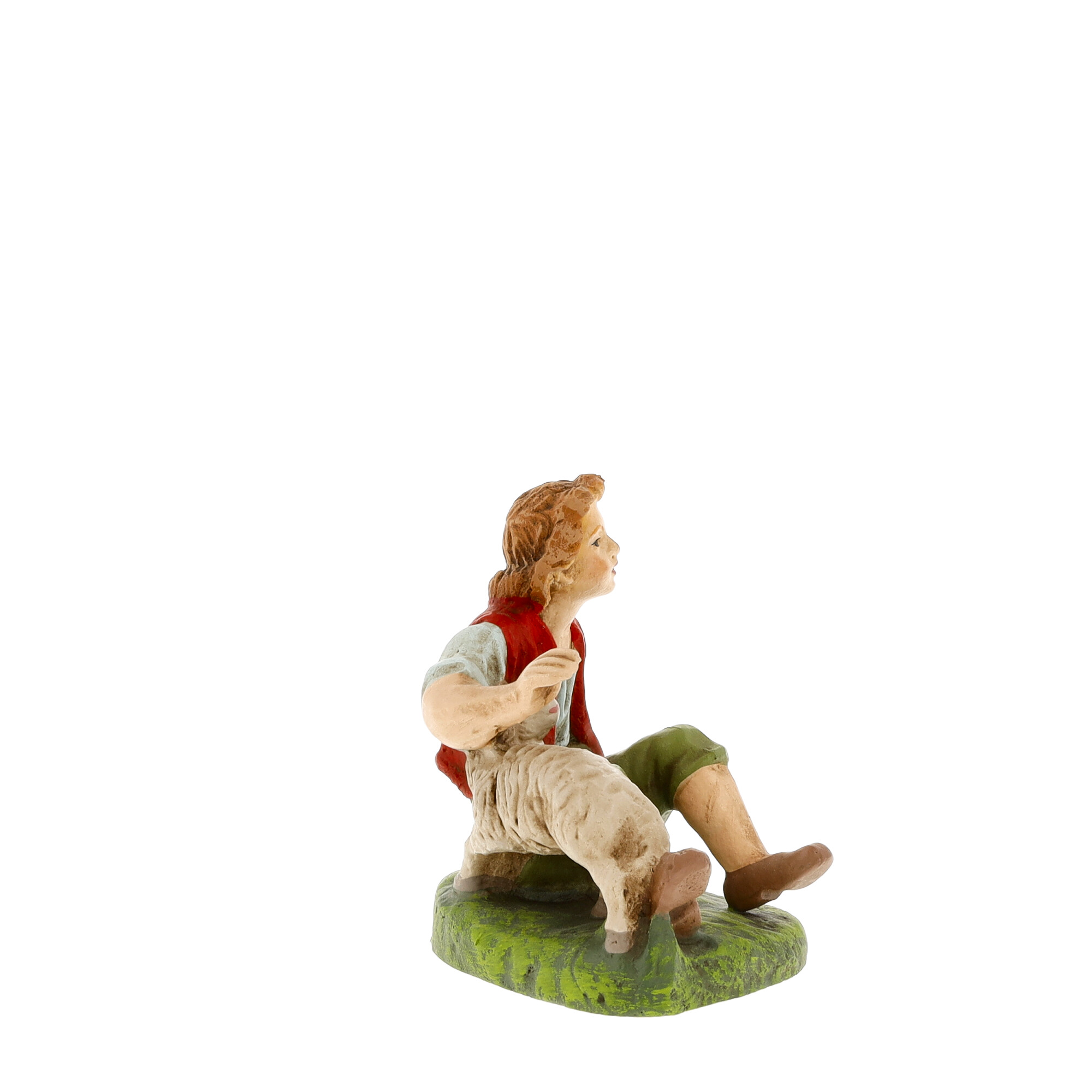 Hirte sitzend mit Schaf, zu 10 - 12cm Krippenfiguren - Original MAROLIN® - Krippenfigur für Ihre Weihnachtskrippe - Made in Germany