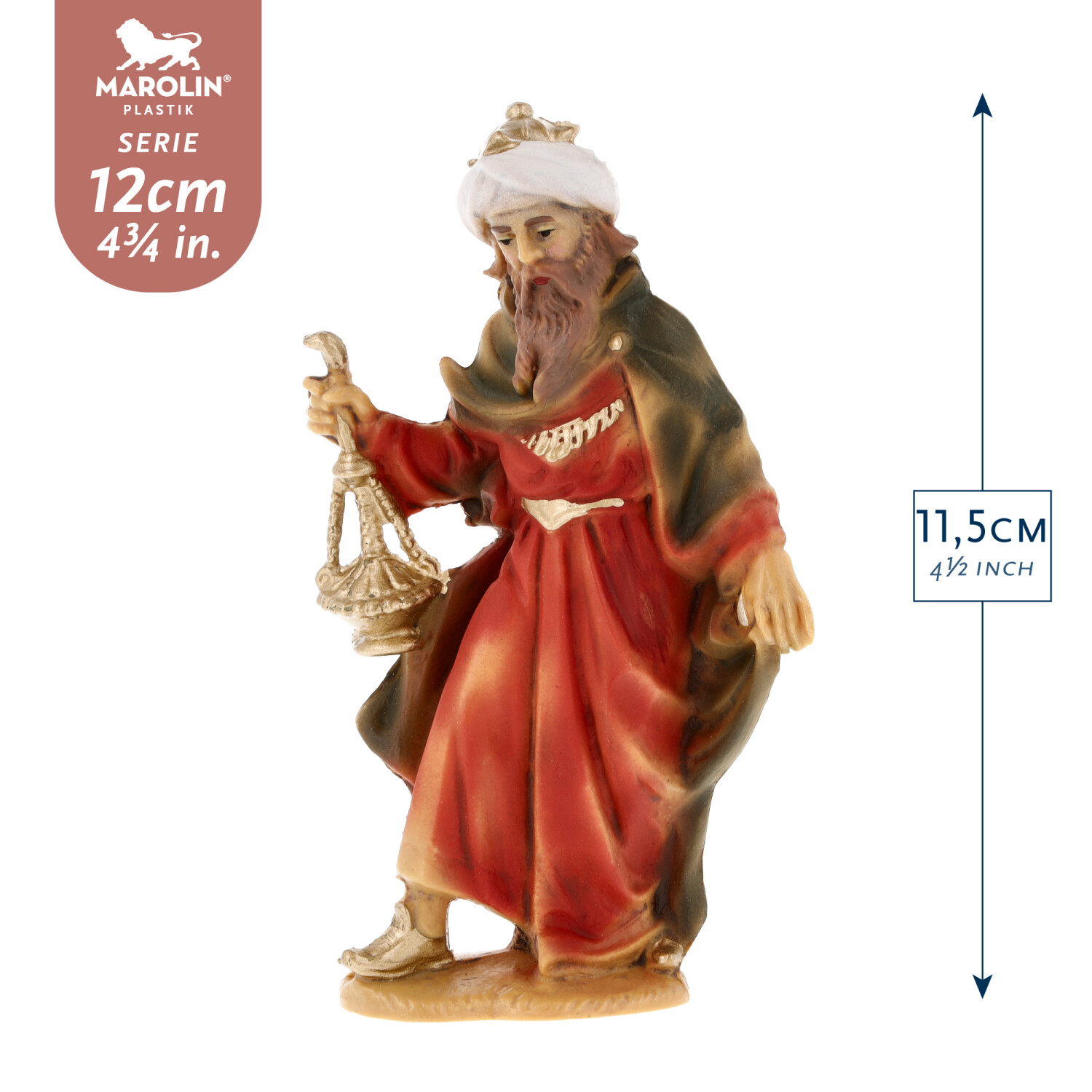 König mit Weihrauchfass, Krippenfigur 11,5 cm