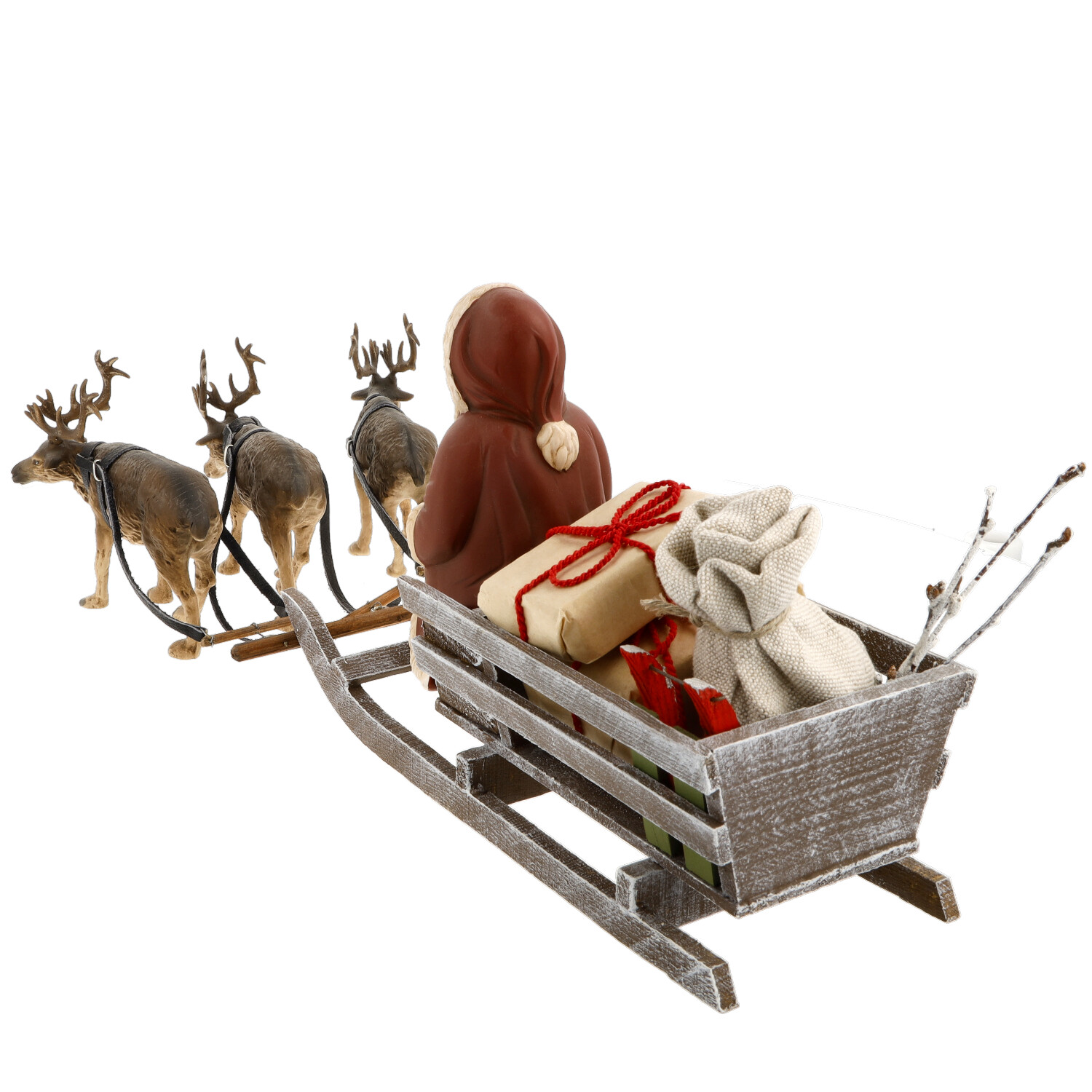 Weihnachtlicher Schlitten mit Rentieren und Geschenken