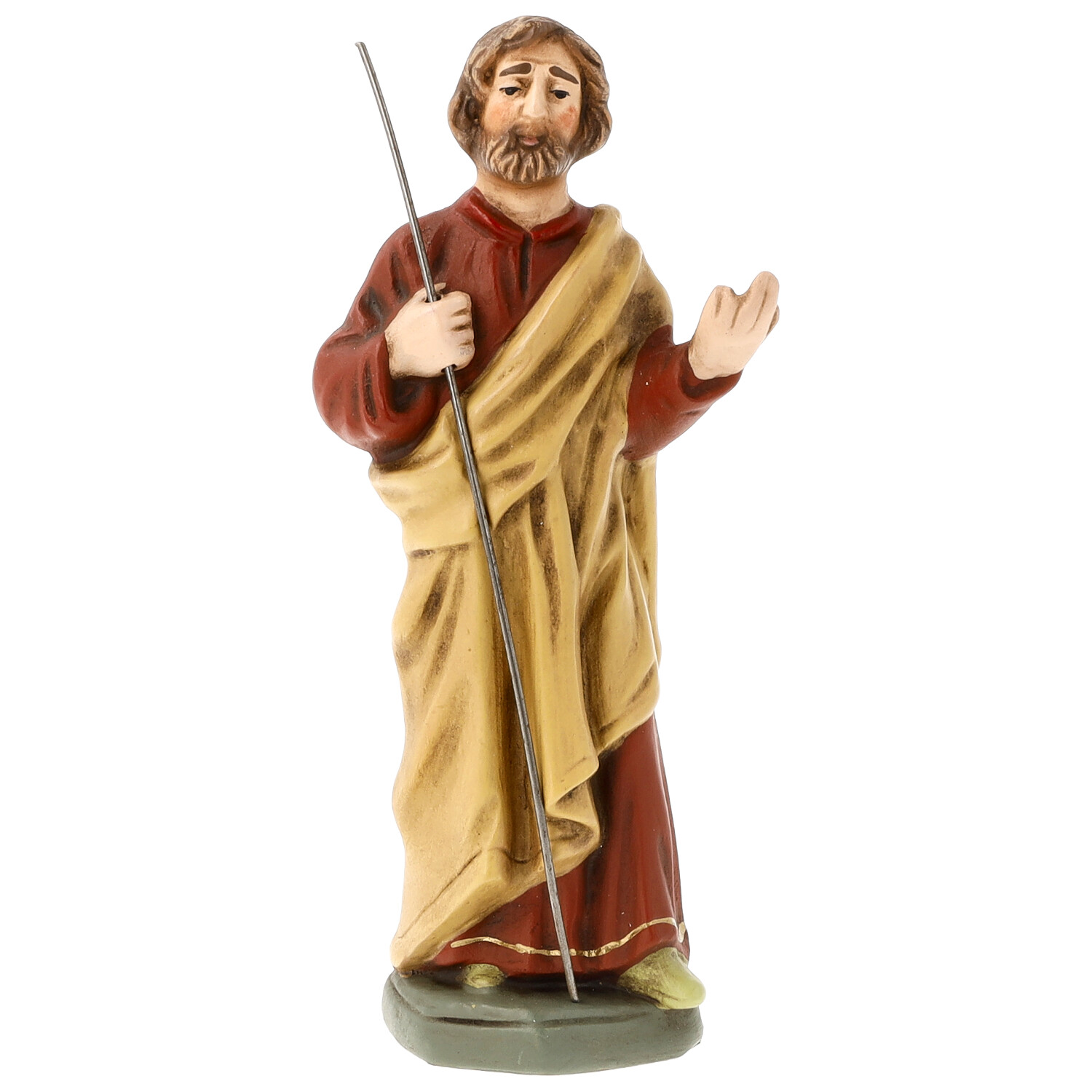 Hirte mit Stab, handbemalte Krippenfigur
