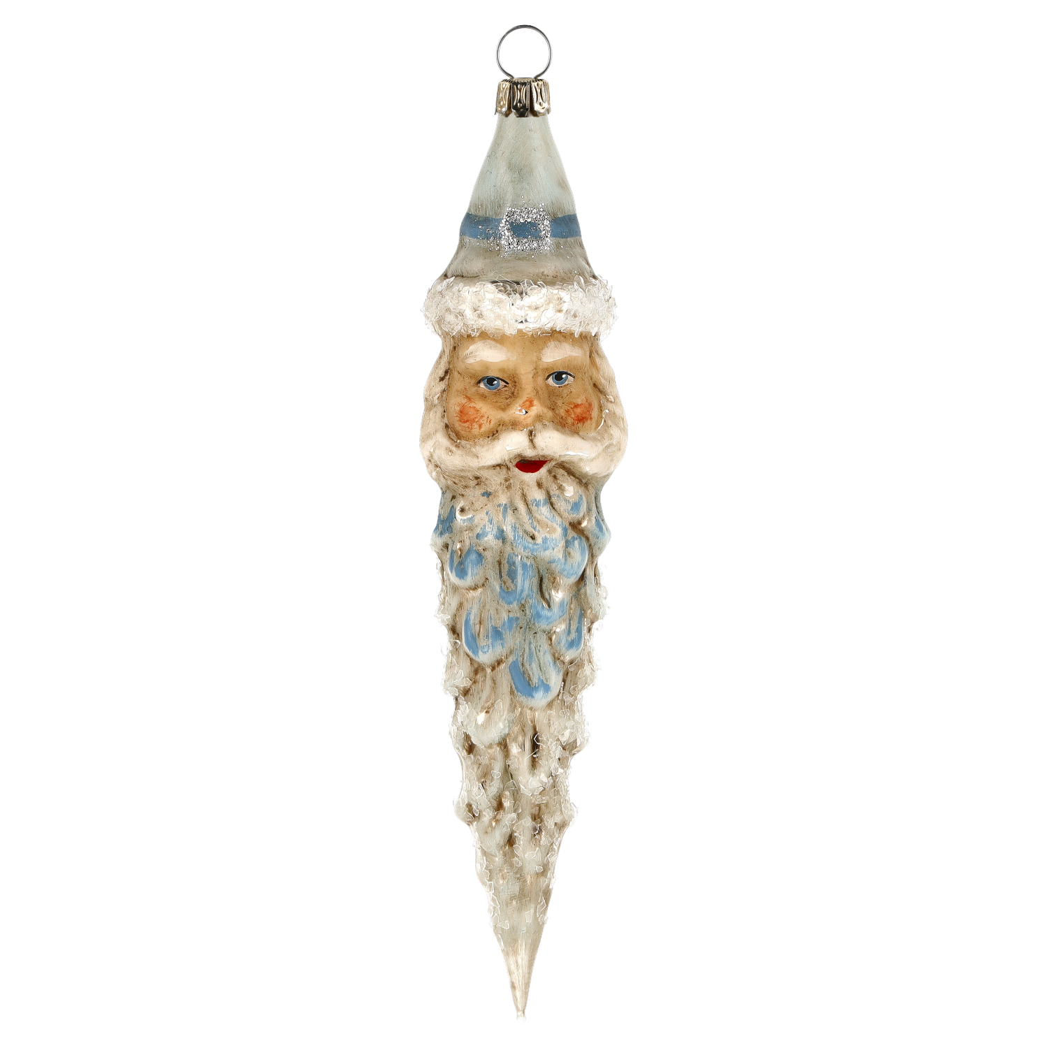 Vintage Glasornament Nikolaus, langer Eiszapfenbart