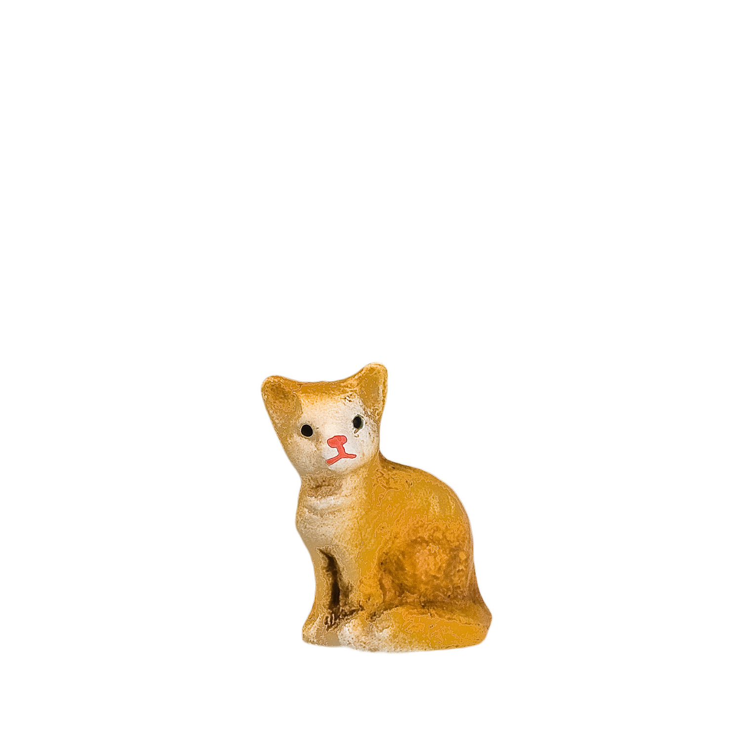 Orangefarbene Katzenfigur sitzend, Mini-Deko