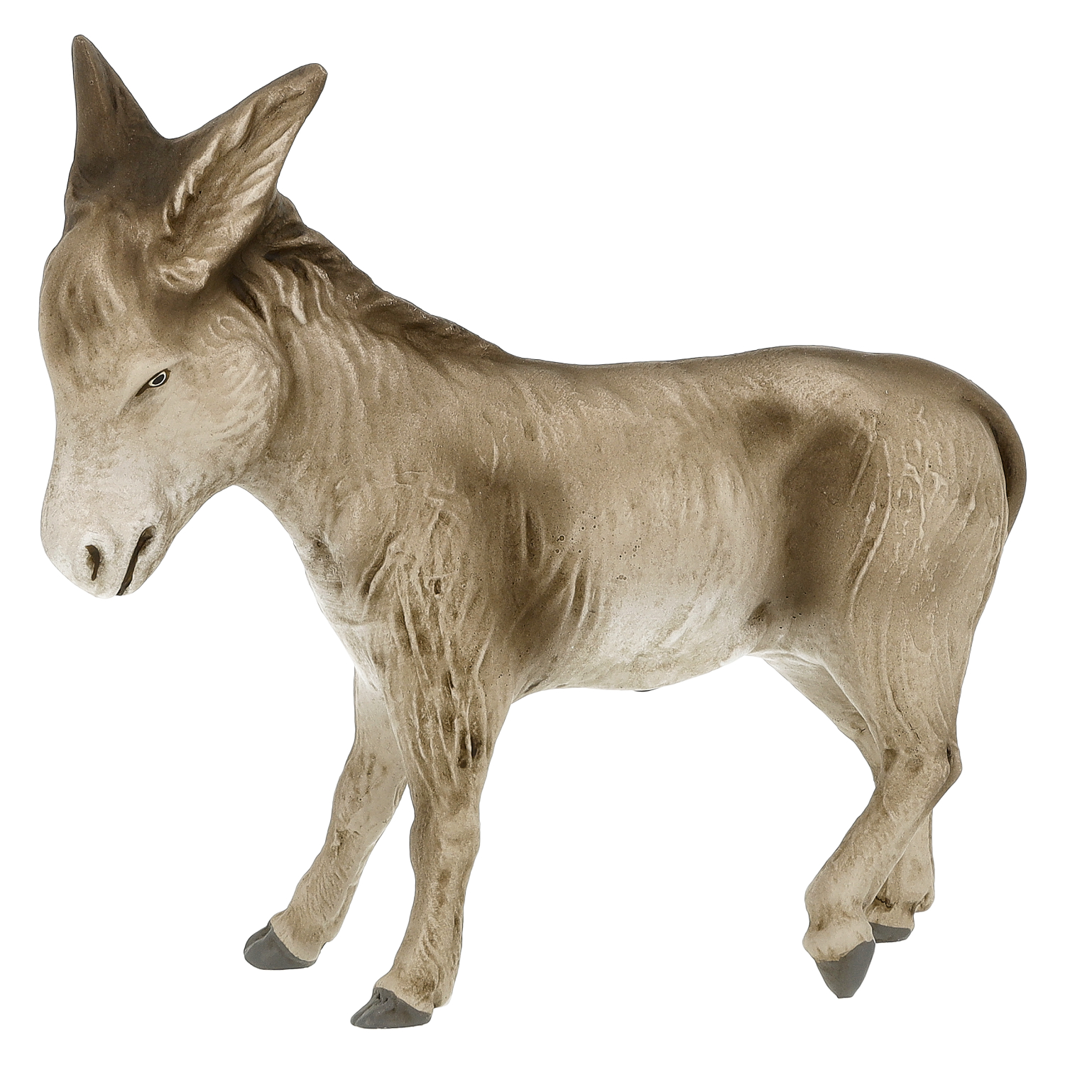 Stehende Eselfigur, naturfarben, detailreich