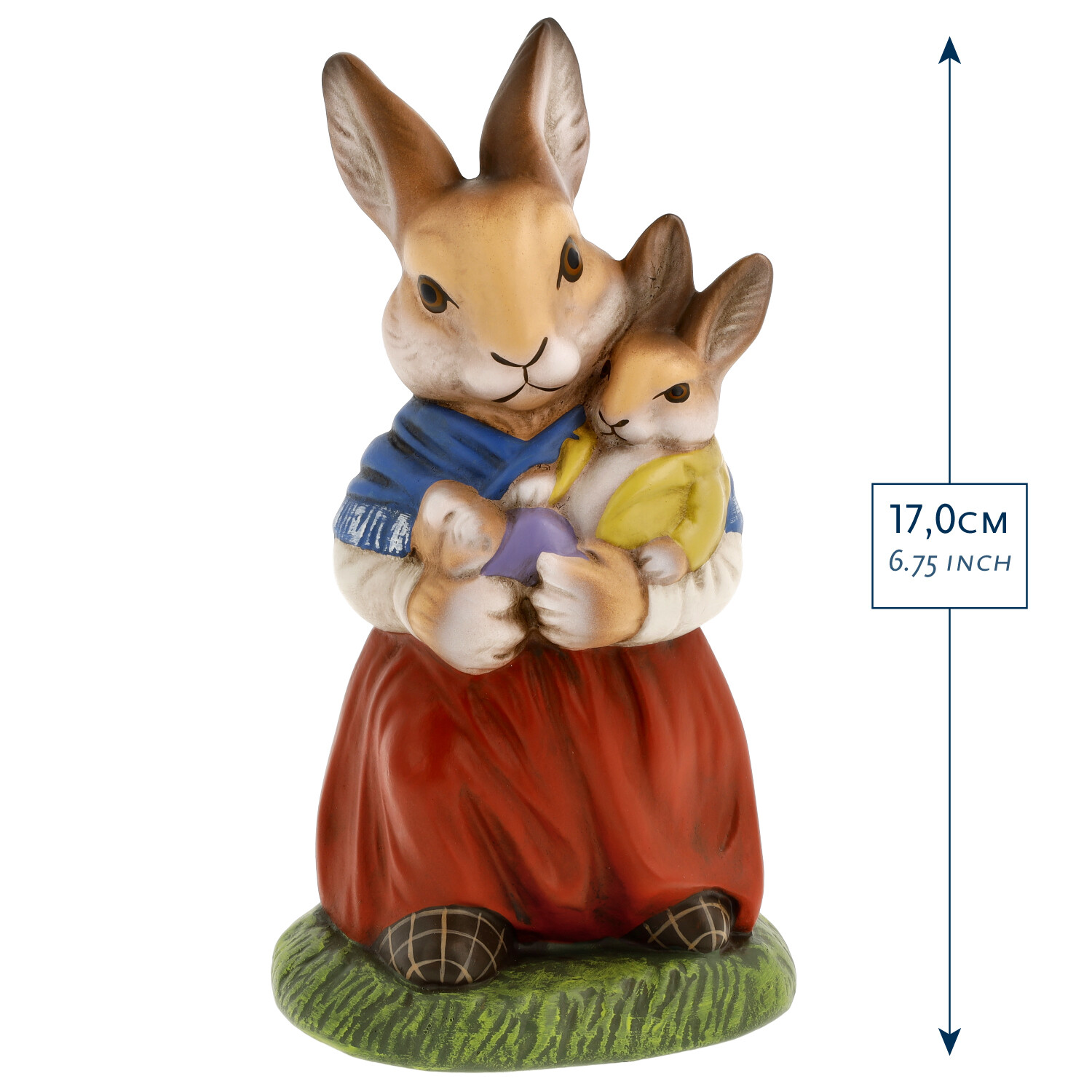 Dekofigur Osterhase Mutter mit Kind, 17 cm