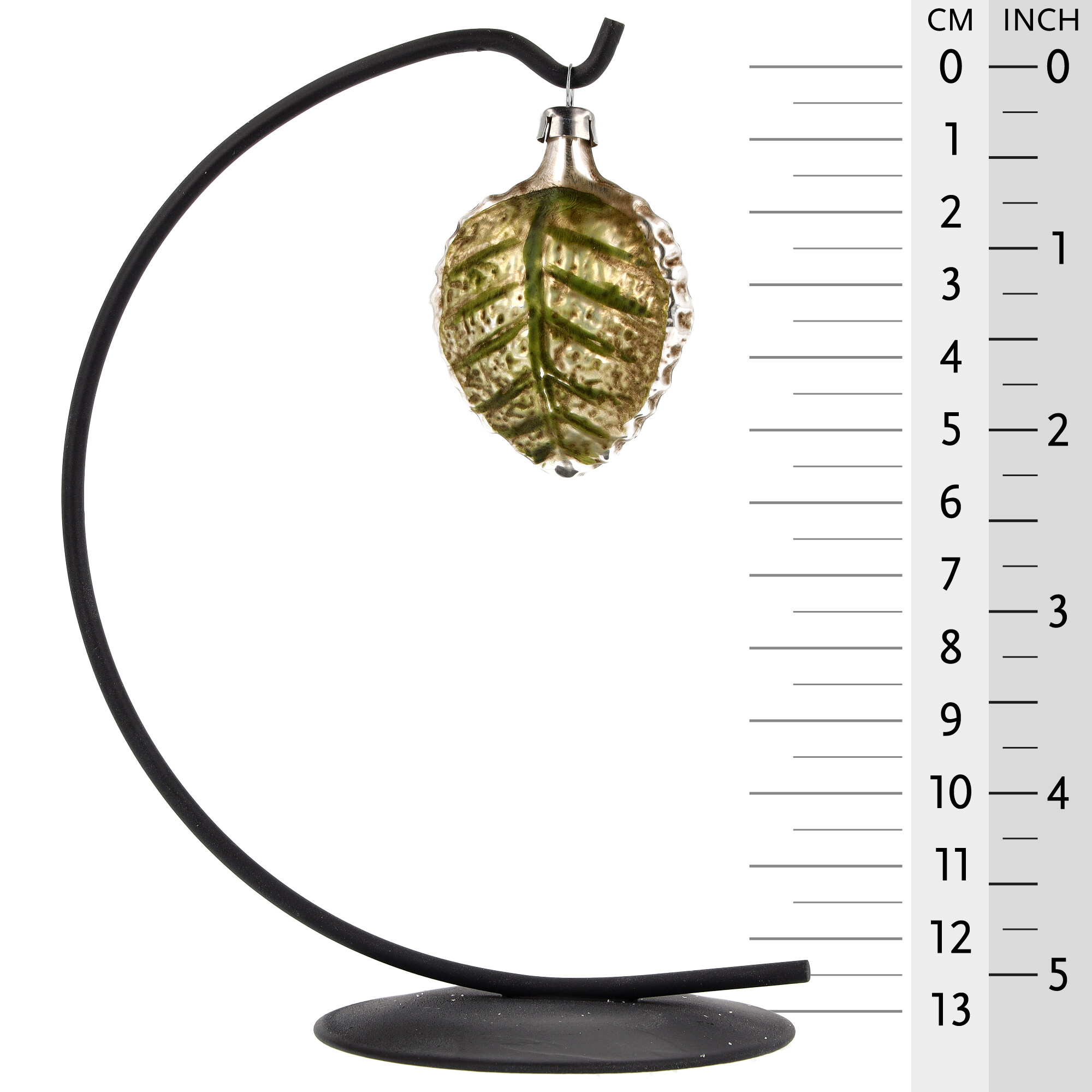 Christbaumschmuck Blatt aus Glas, grün-gold, 5 cm