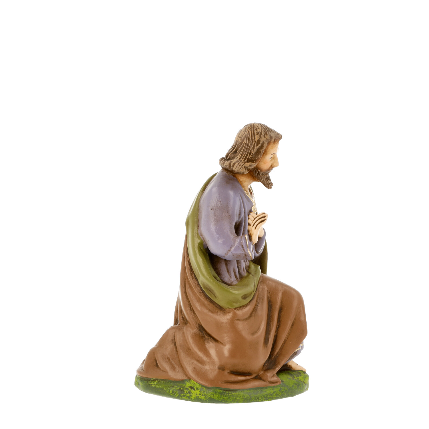 Krippenfigur kniend und betend, handbemalte Statue