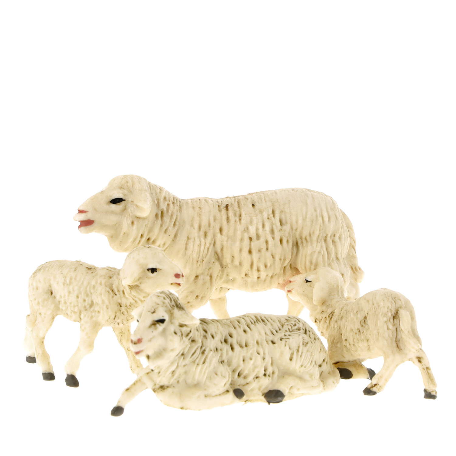 4-teiliges Schaf-Figuren-Set: zwei Schafe, zwei Lämmer