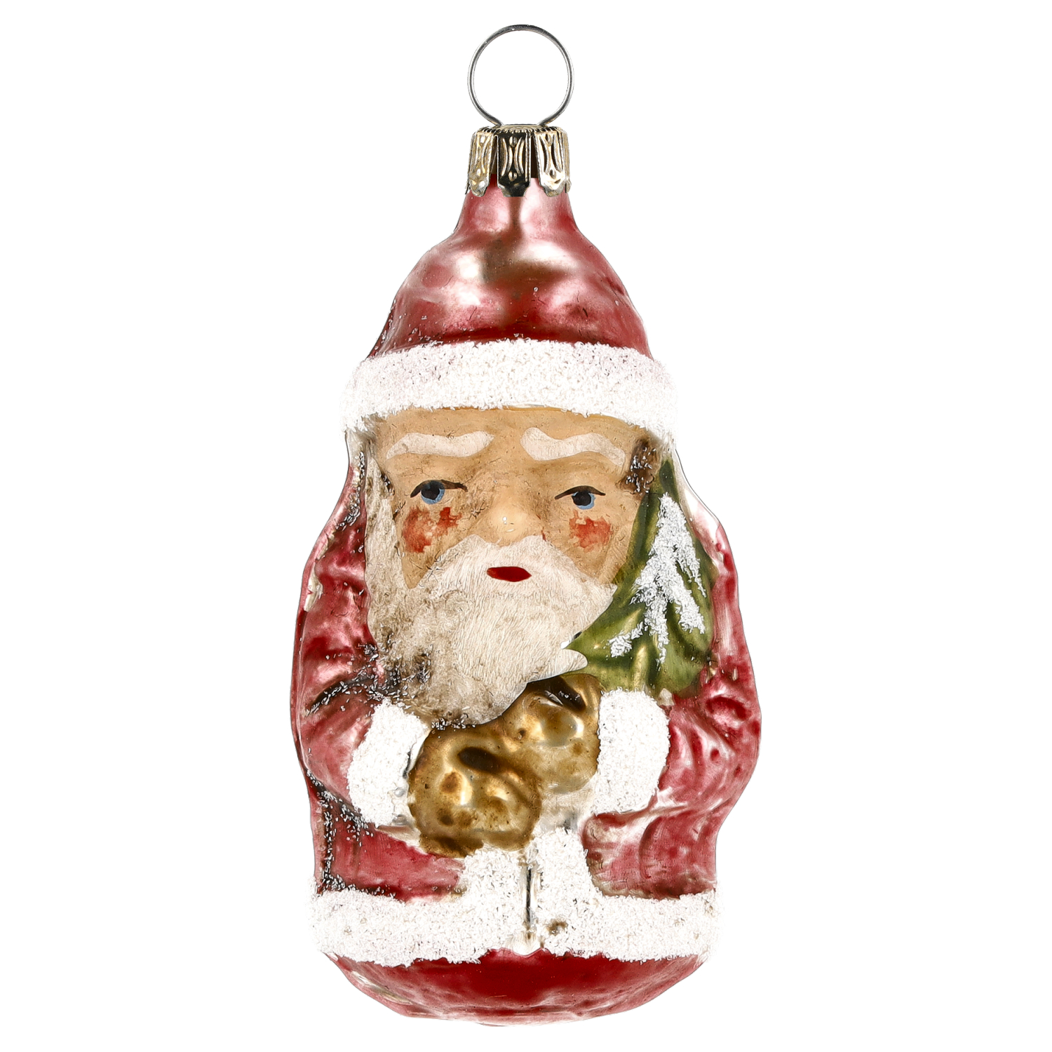 Weihnachtsmann Glasanhänger, rot, Vintage-Look