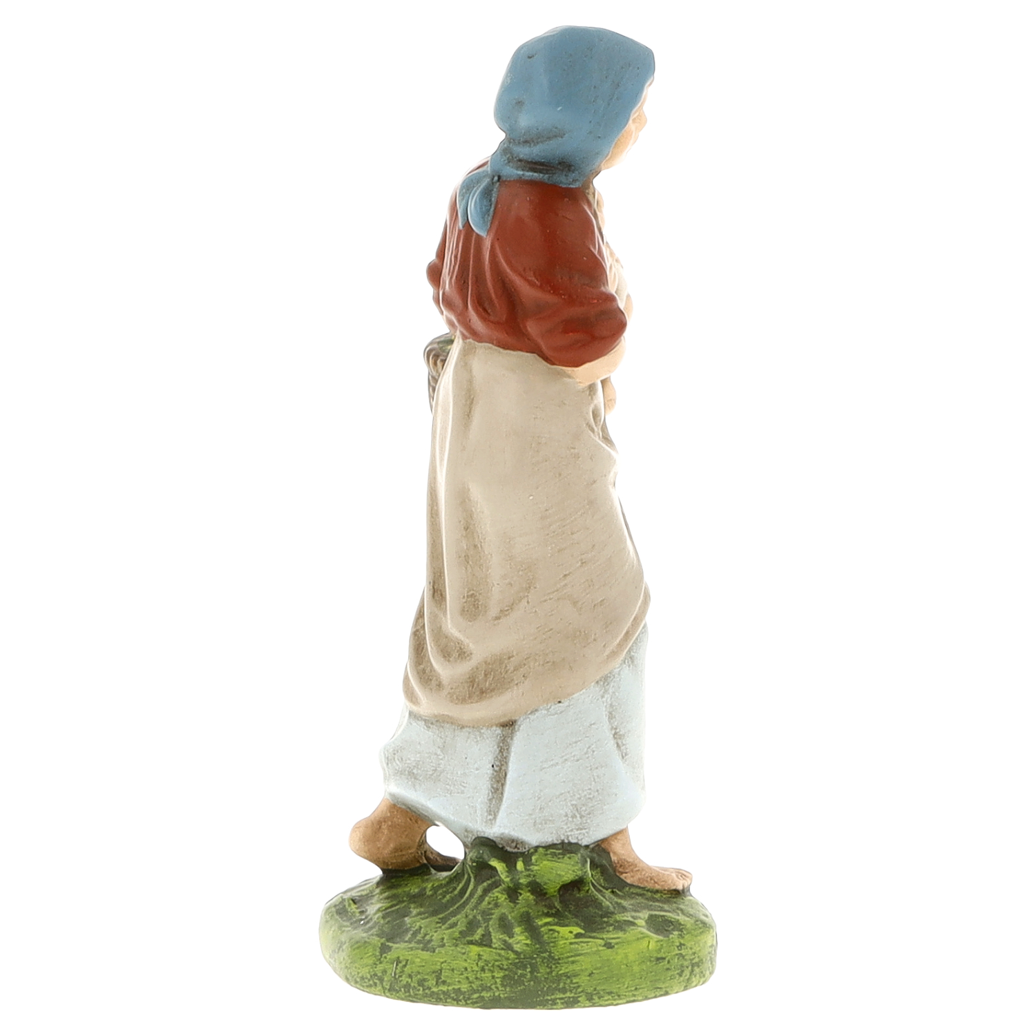 Bäuerin-Krippenfigur mit Schürze und Kopftuch, bemalt