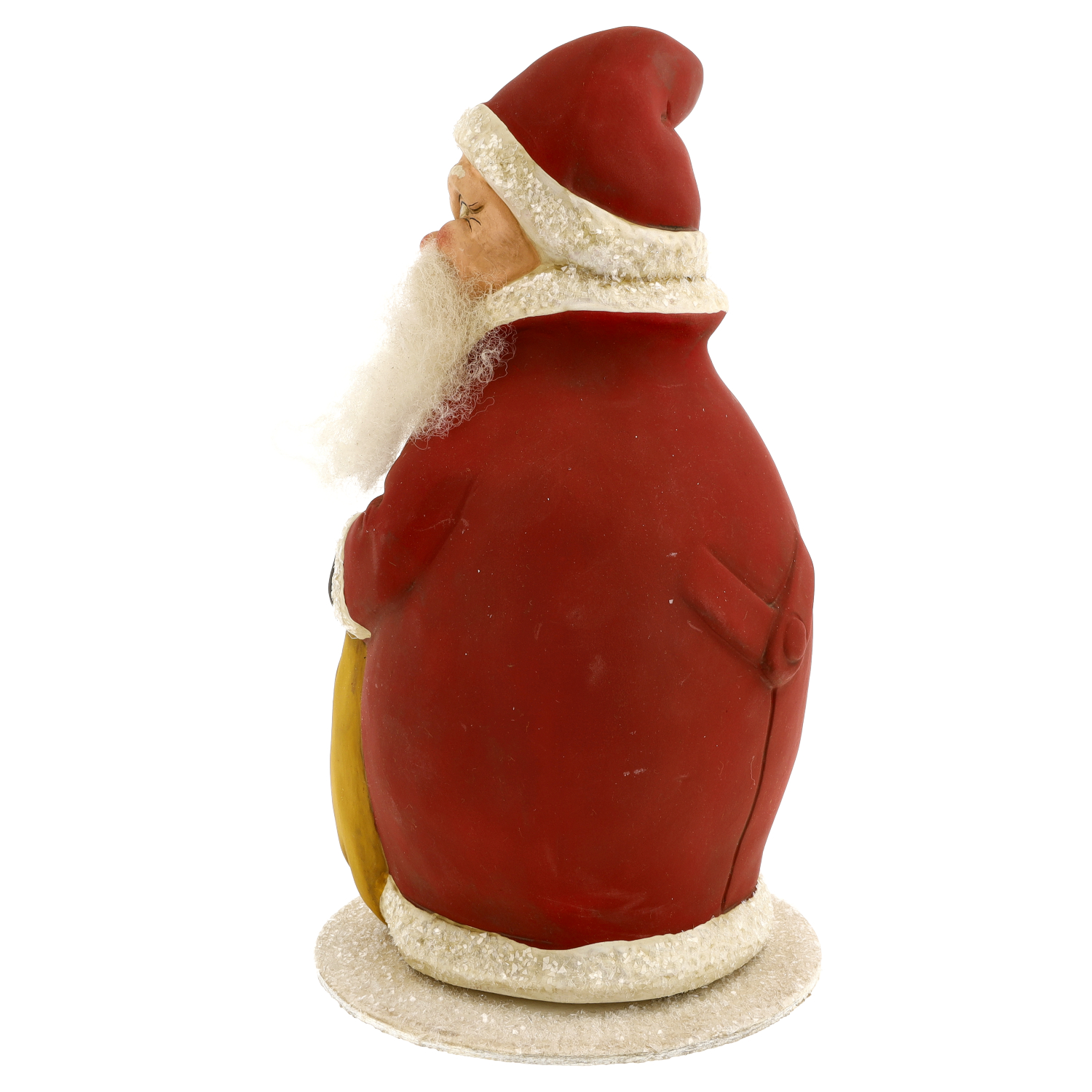 Weihnachtsmann-Figur in Rot mit weißem Bart und Sack