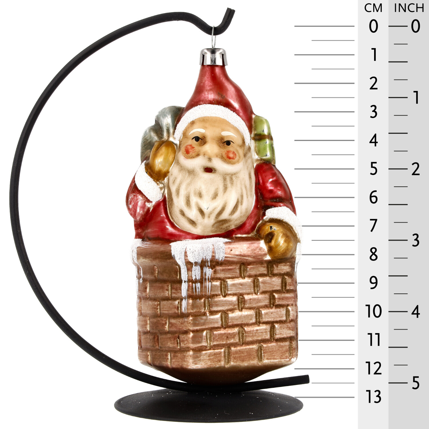 Christbaumschmuck Nikolaus im Schornstein, Glas, 12 cm