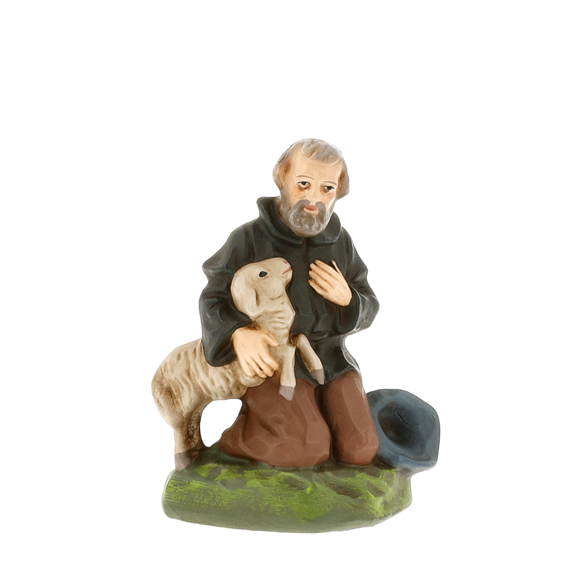 Hirte kniend mit Schaf - MAROLIN Krippenfigur 9cm Größe