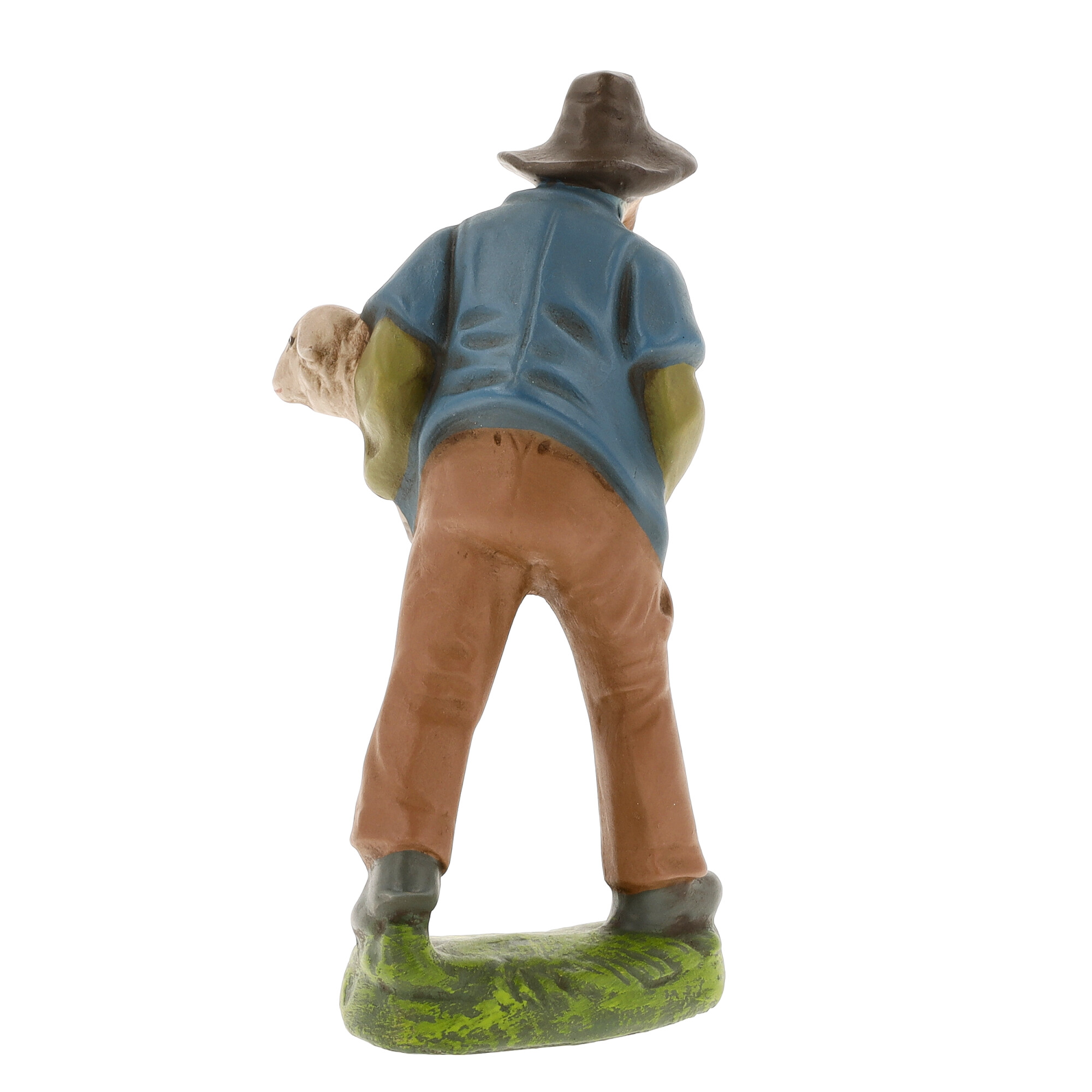 Hirtenfigur mit Schaf, handbemalt, Krippendeko