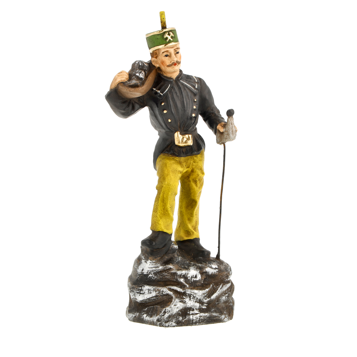Handbemalte Bergmann-Figur mit grüner Mütze, Anhänger