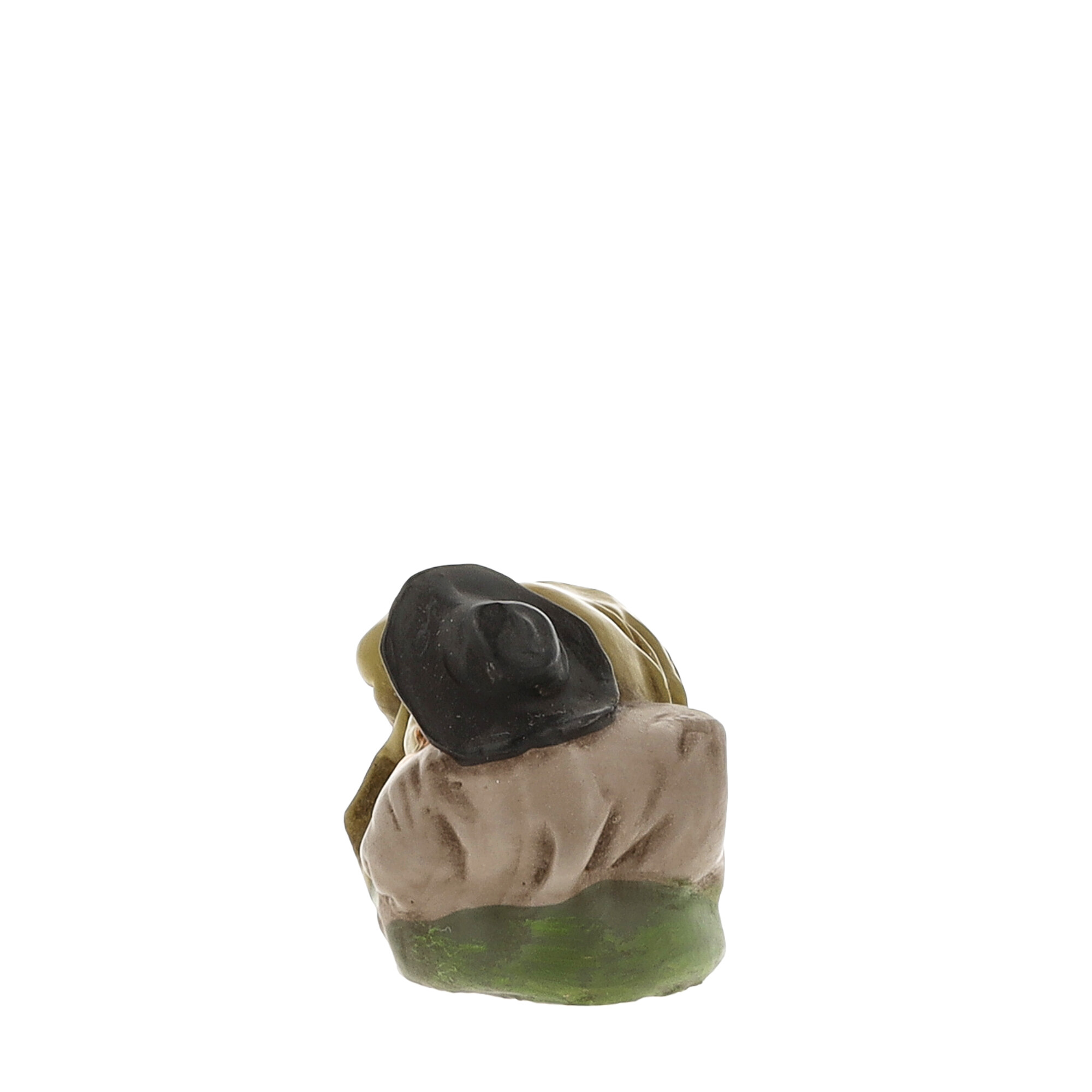 Rückansicht einer kleinen Dekofigur mit Hut