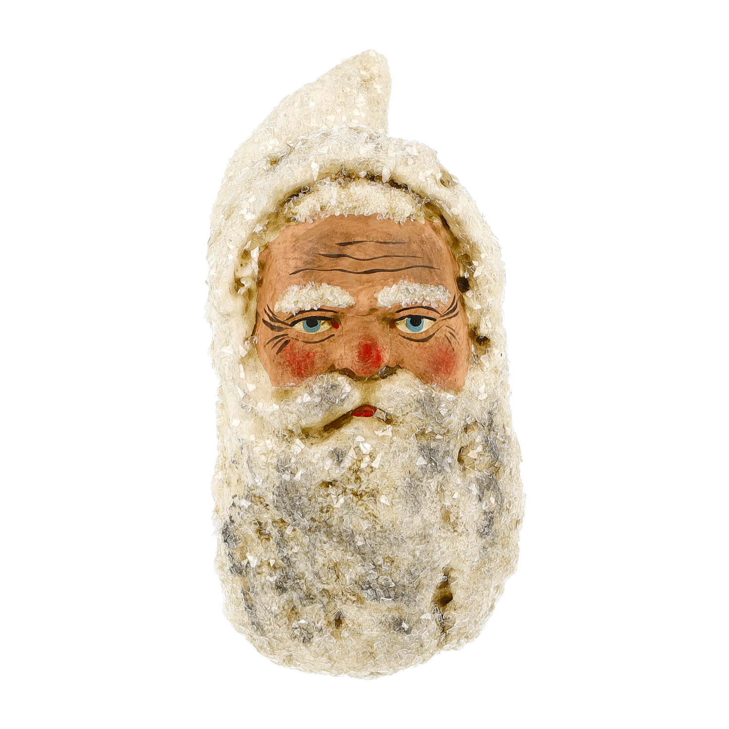 Großer Weihnachtsmannkopf mit Glitter, antikweiß | 6